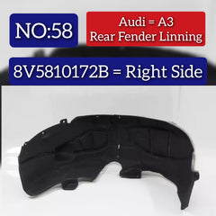 Rear Right Fender Liner 8V5810172B 8V5810172C 8V5810172E Compatible With AUDI A3 8V