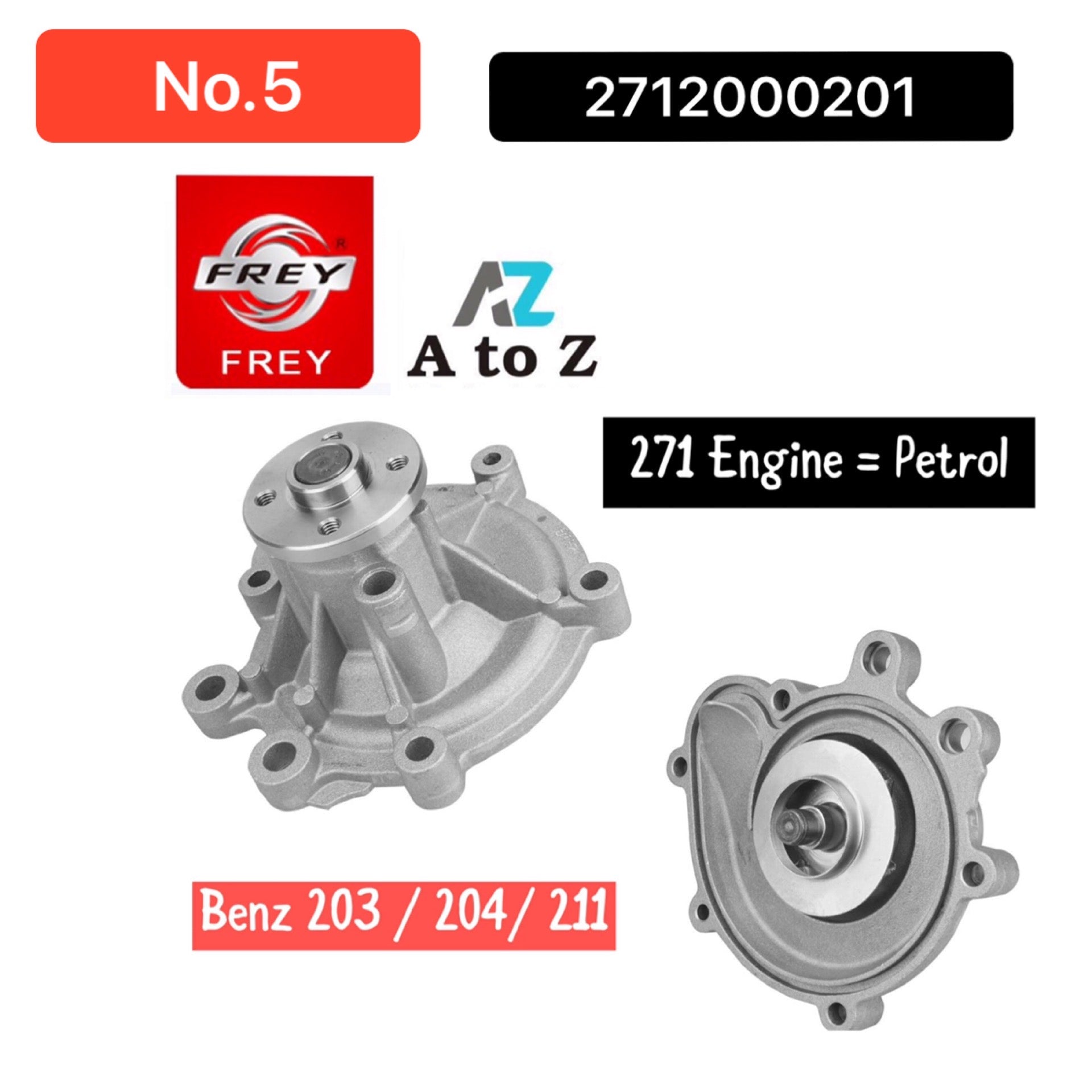 Water Pump 2712000401 2712000201 2712000601 2712001001 For MERCEDES-BENZ C-CLASS W203 W204 E-CLASS W211 W212 Tag-W-05