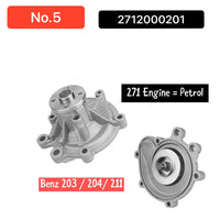 Water Pump 2712000401 2712000201 2712000601 2712001001 Compatible With MERCEDES-BENZ C-CLASS W203 W204 E-CLASS W211 W212 Tag-W-05