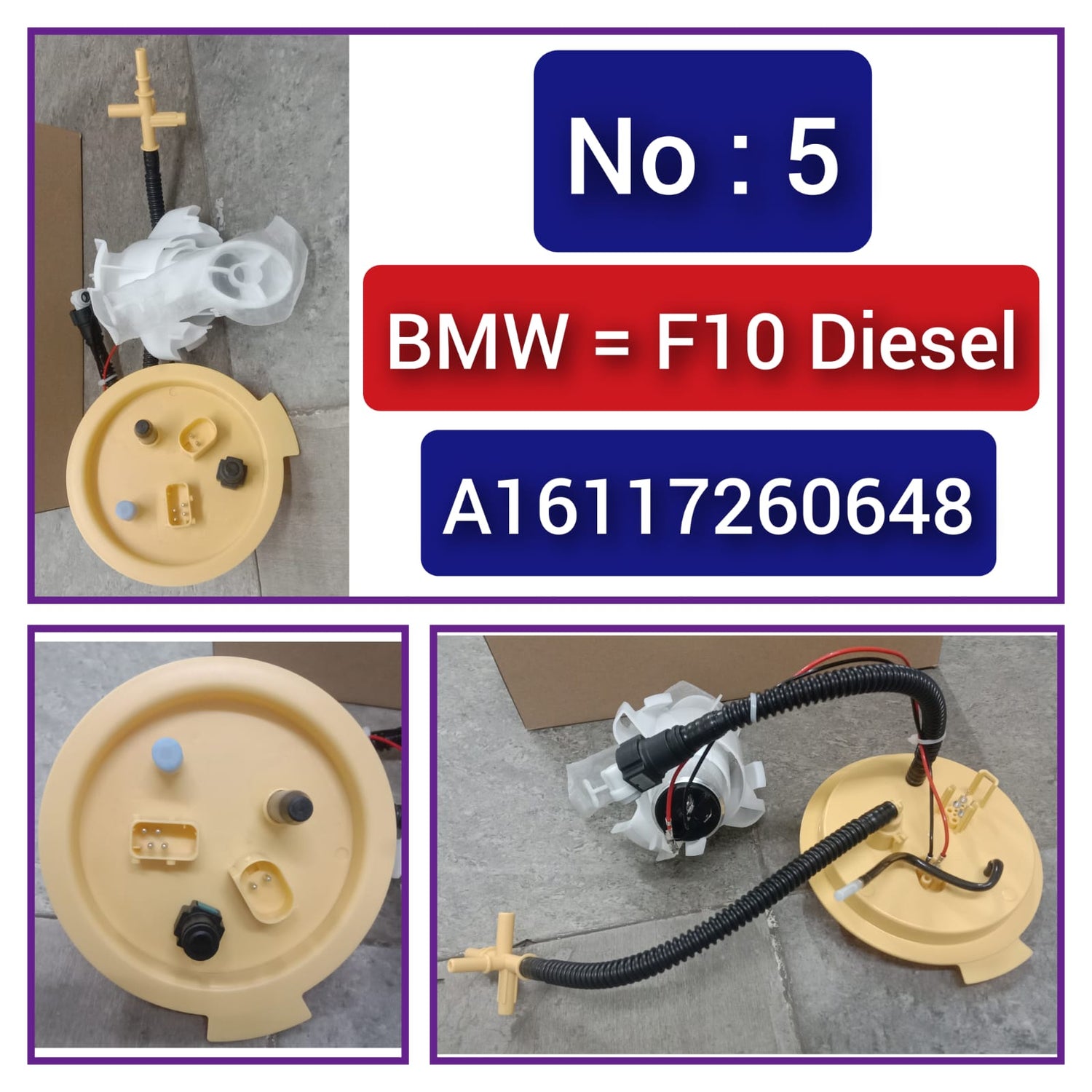Fuel Pump 16117260648 Compatible For BMW 5 Series F10 F11 Tag No.05