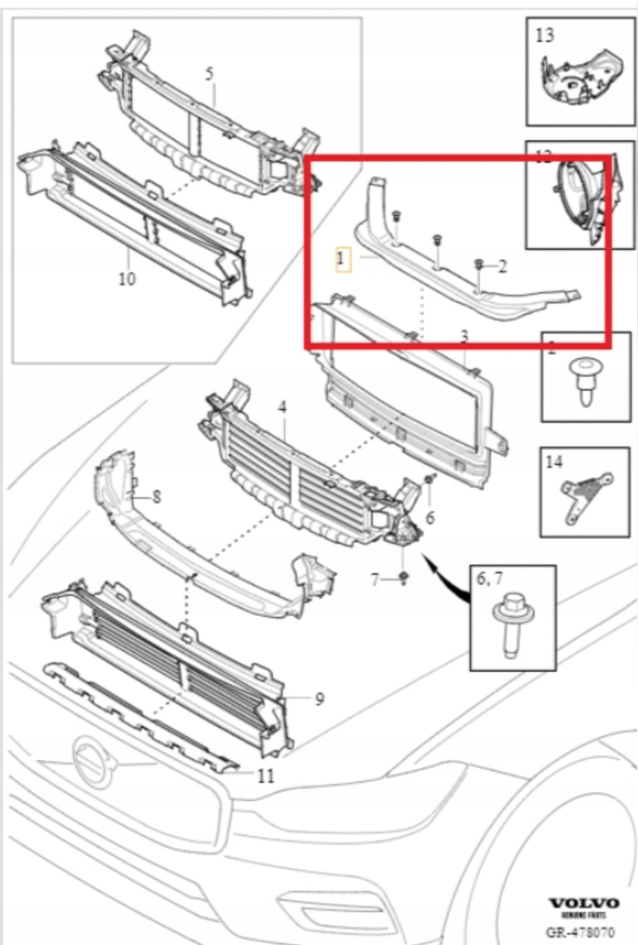 Radiator Support Engine Shield 31407990  Compatible With VOLVO XC60 (2018-2025) Tag No.5