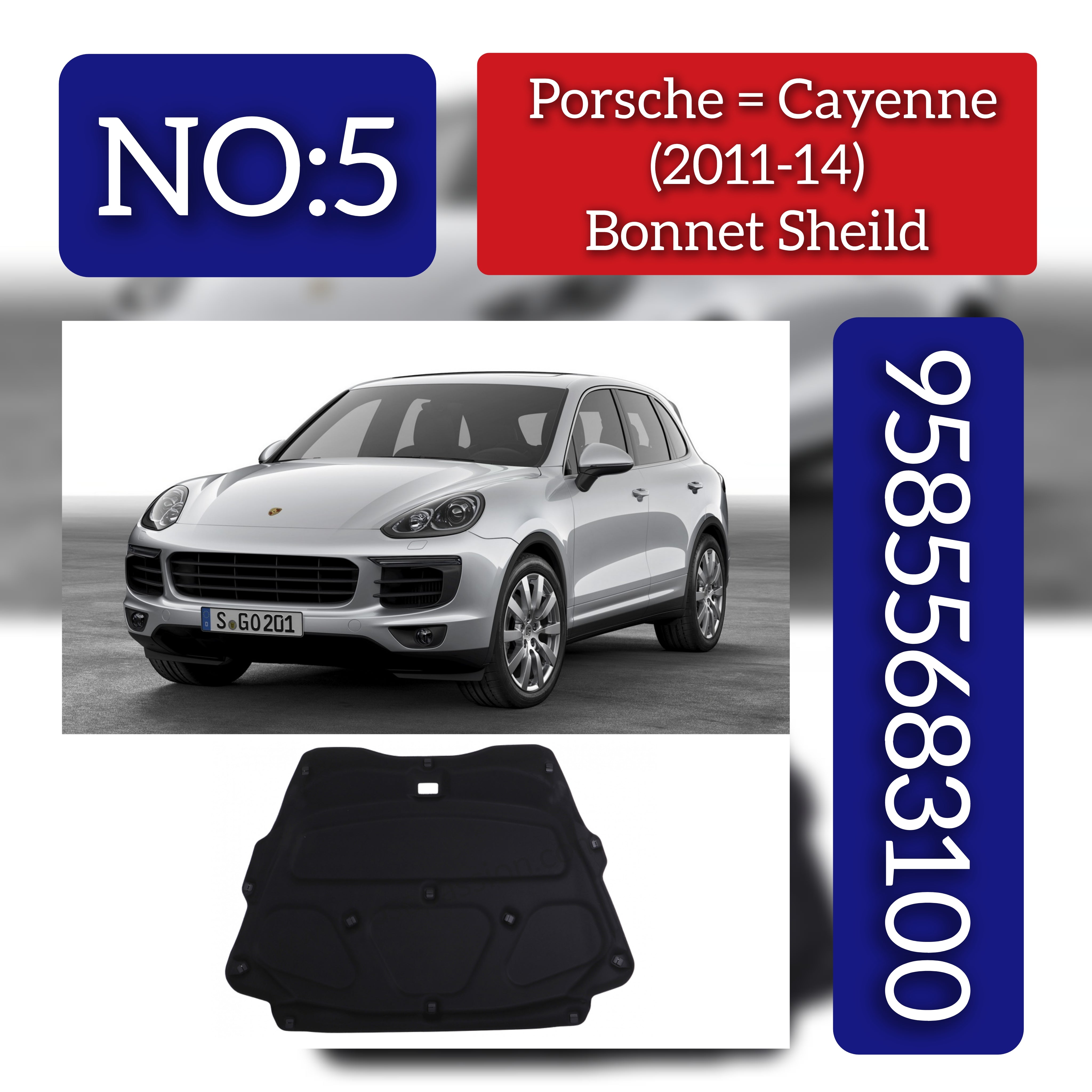 FRONT BONNET HOOD SOUND INSULATION 95855683100 Compatible With Porsche Cayenne 2011-2014 Tag No.5