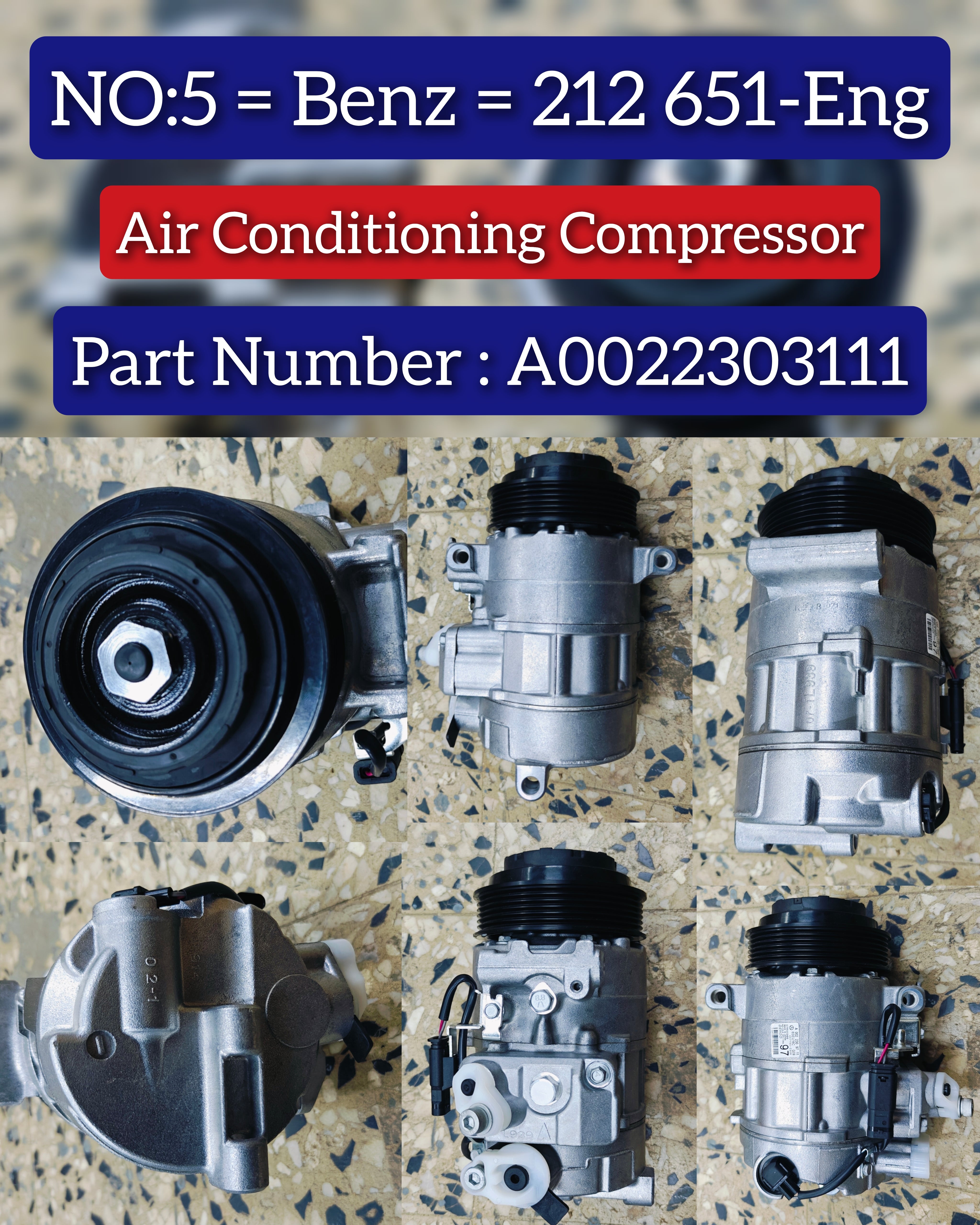 AC Compressor A0022303111 Compatible with MERCEDES-BENZ C-CLASS (W203) & C-CLASS (W204)  & CLS (C218) & CLS (C219) & E-CLASS (W211) & E-CLASS (W212) & S-CLASS (W220) (651)