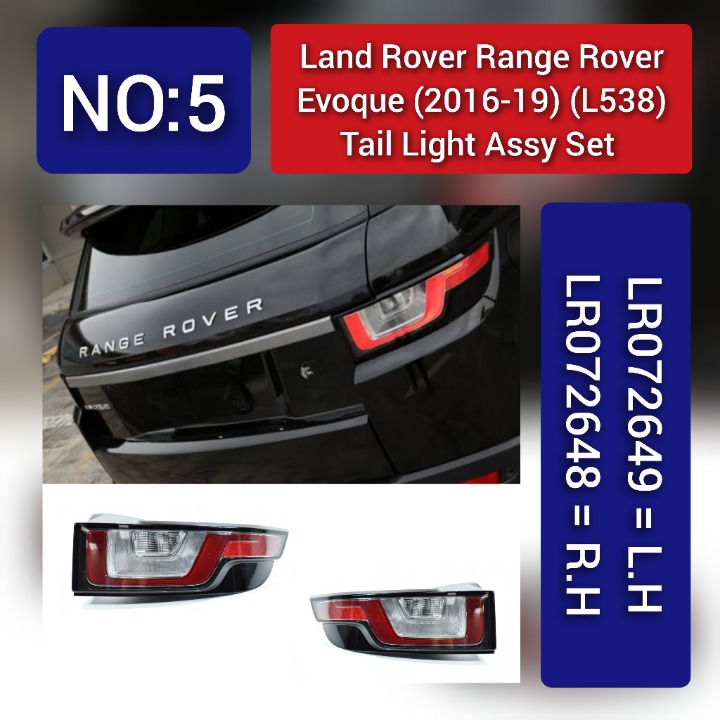 Tail Light Rear Lamp Left LR072649  & Right LR072648 Compatible With LAND ROVER RANGE ROVER EVOQUE (L538) Tag-TLR-05