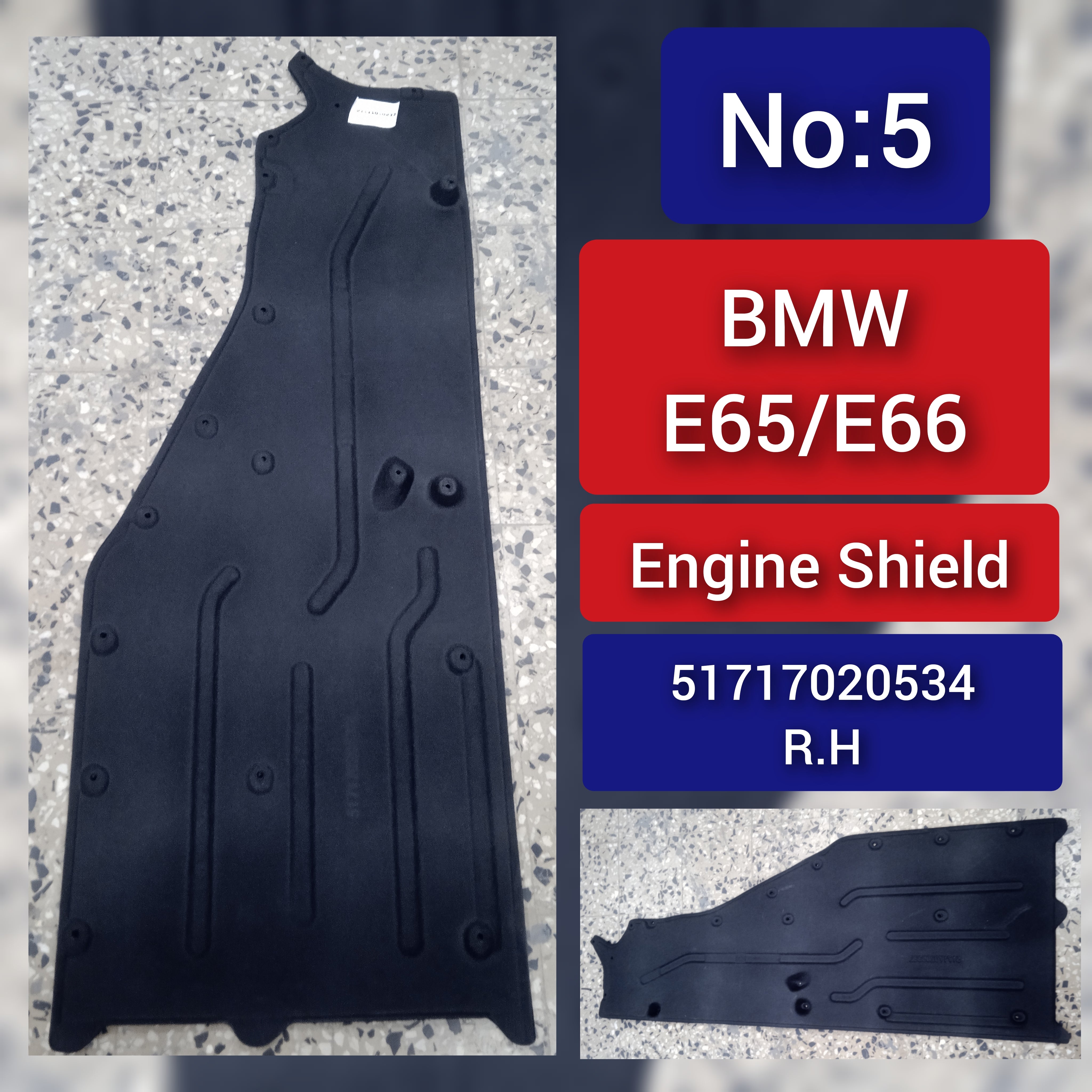 Underbody Paneling Right 51717020534 Compatible with BMW 7 Series E65 E66 E67 Tag No.5