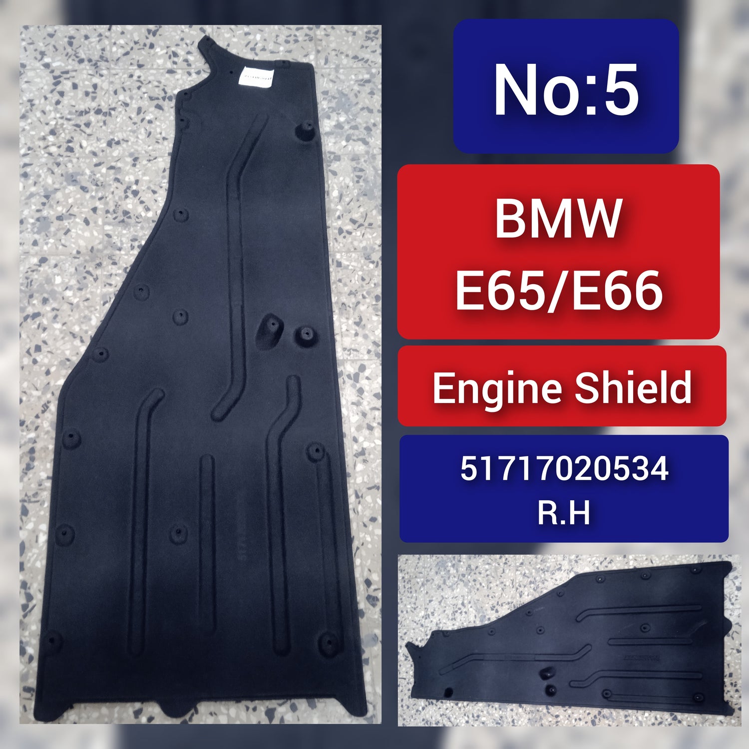 Underbody Paneling Right 51717020534 Compatible with BMW 7 Series E65 E66 E67 Tag No.5