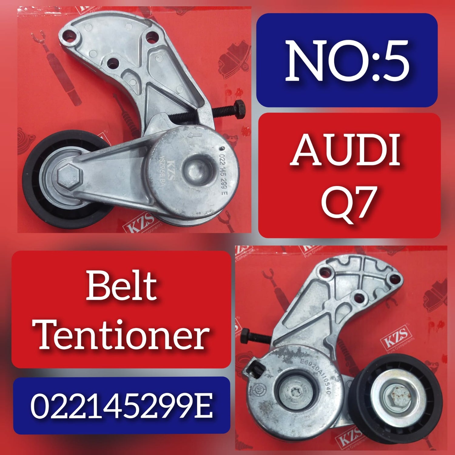Belt Tensioner With Pulley 022145299E 95510229900 Compatible With AUDI Q7 (4LB) & PORSCHE CAYENNE (92A) & VW PHAETON (3D1, 3D2, 3D3, 3D4, 3D6, 3D7, 3D8, 3D9)