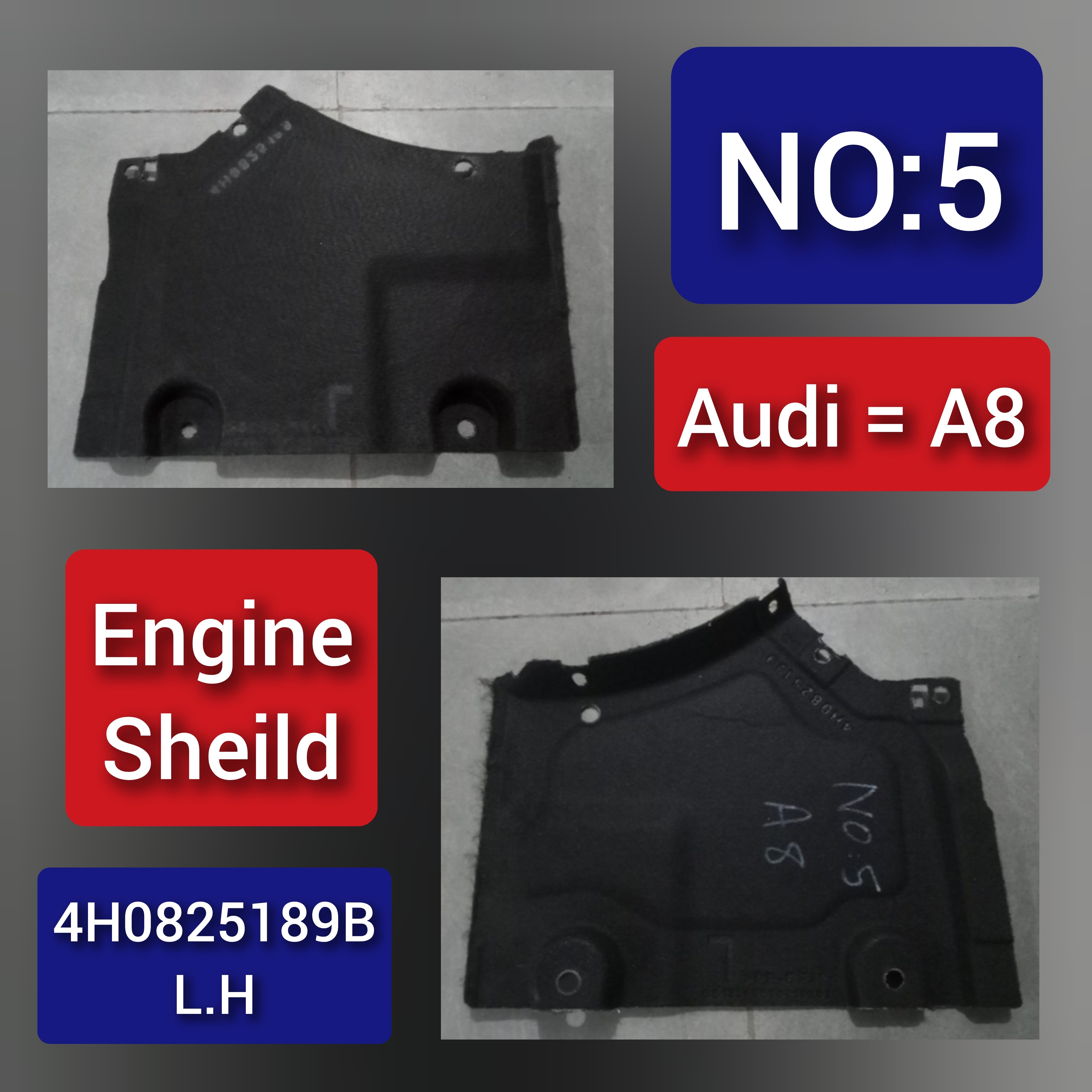 Underbody Trim Left Front 4H0825189B  Compatible With AUDI A8 Tag No.5