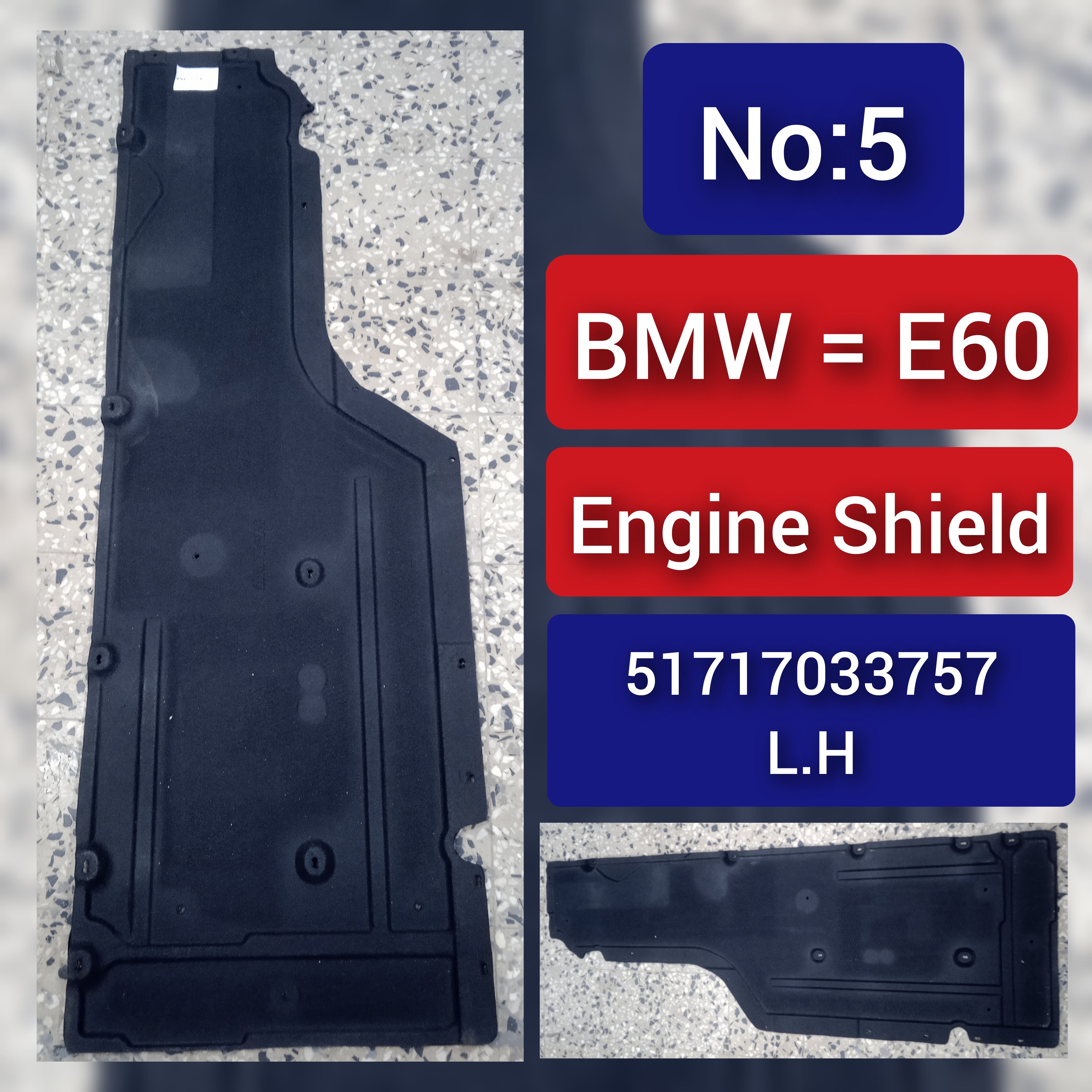 Trim Underbody Paneling  Left 51717033757 Compatible with BMW 5 Series E60 Tag No.5
