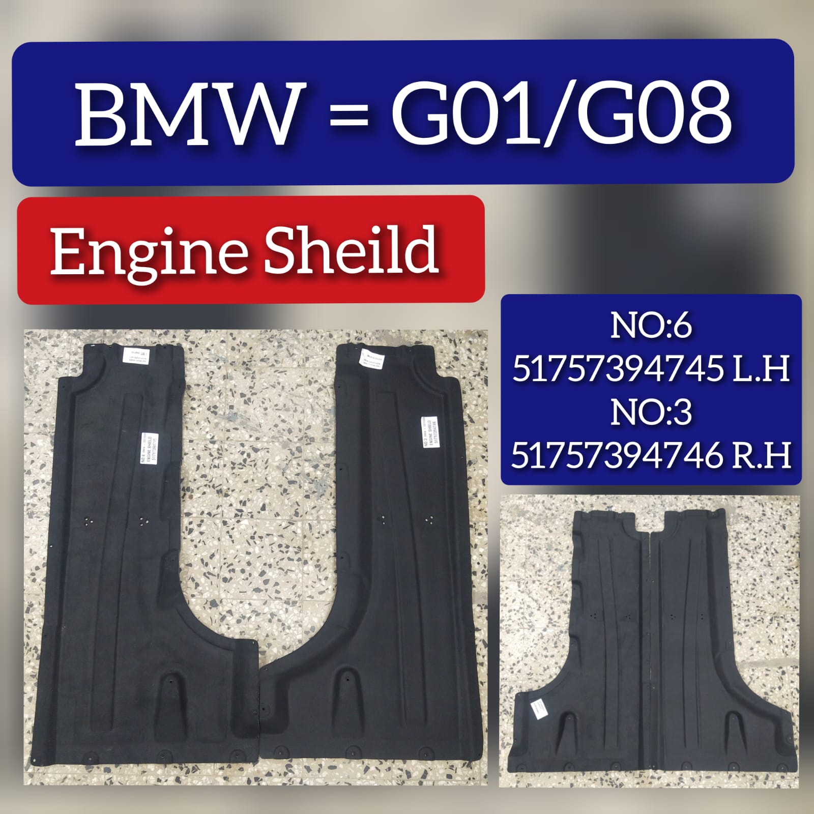 Underbody Shield Panel Left 51757394745 Compatible with BMW X3 G01 & G08 Tag No.6