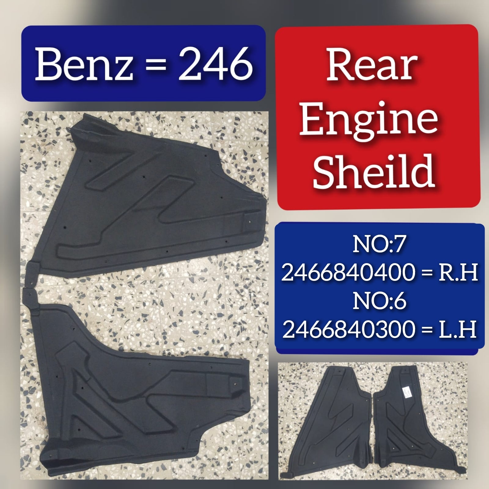 Right Engine Shield Splash Guard 2466840400 Compatible With MERCEDES-BENZ B-CLASS W246 Tag No.7