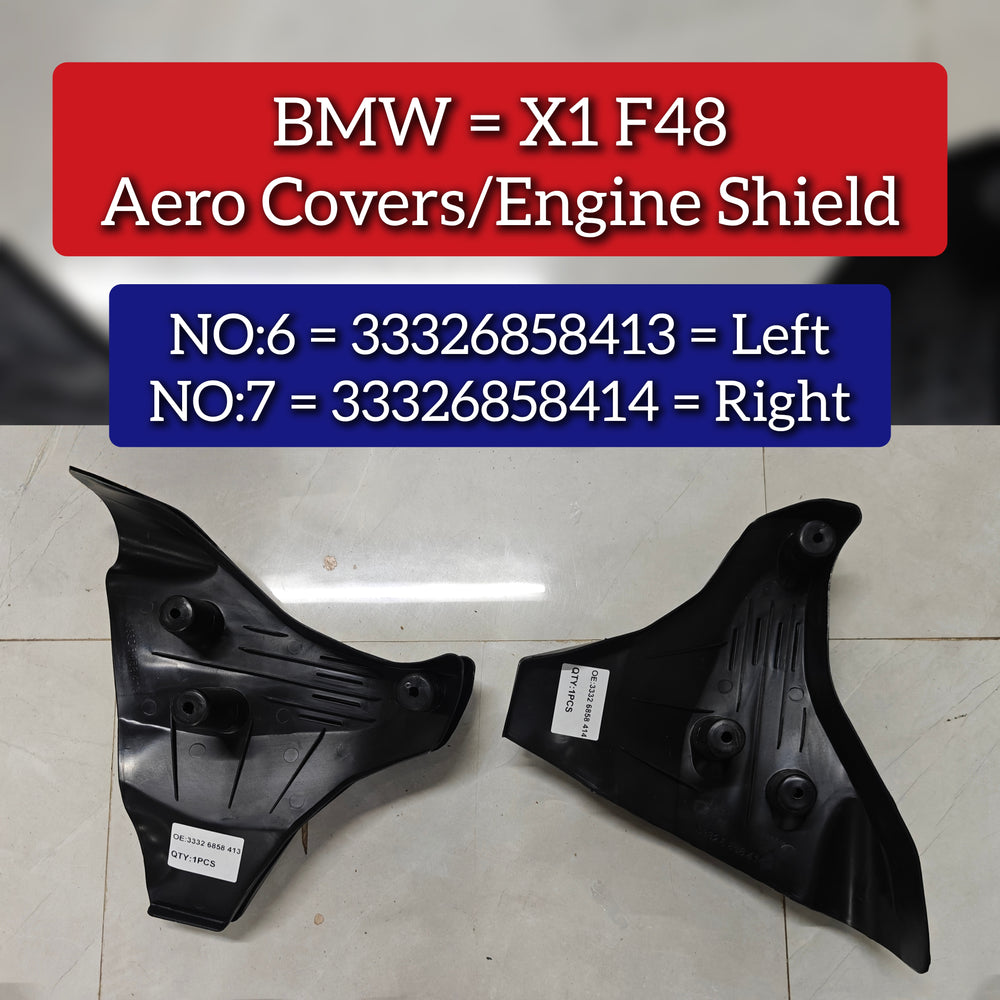 Aero Covers Engine Shield Left 33326858413 & Right 33326858414 Compatible With BMW X1 F48 Tag No.6-7