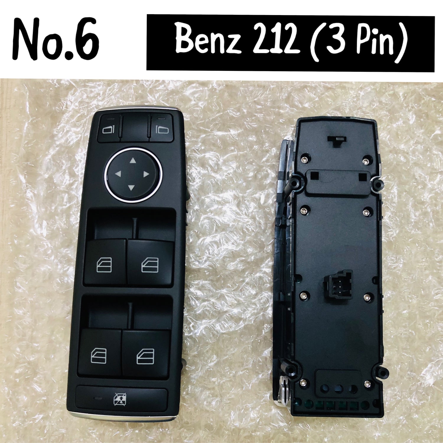 Mercedes-Benz E-CLASS W212 3 Pin Window Black Switch  Compatible with 204/212/207 2128208210 2048700151  2049055302  A2128208210 Tag-SW-06
