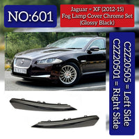 Fog Lamp Cover Chrome (Glossy Black) Left C2Z20505 & Right C2Z20501 Compatible With Jaguar XF (2012-2015) Tag No.601