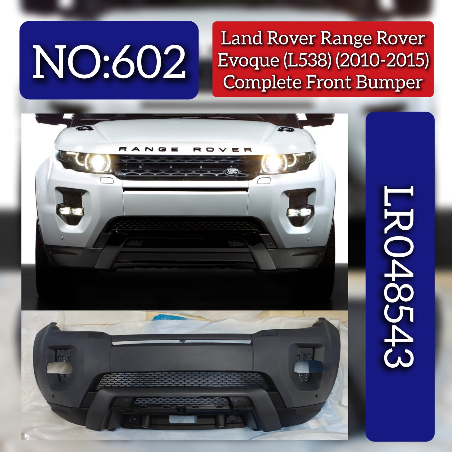Complete Front Bumper LR048543 Compatible With Land Rover Range Rover Ecoque L538 (2010-2015) Tag No.602