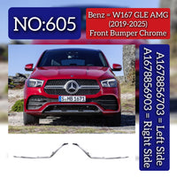 Front Bumper Light Bar Chrome Set Left 1678856803 & Right 1678856903 Compatible With Mercedes Benz W167 GLE (2019-24) Tag No.605
