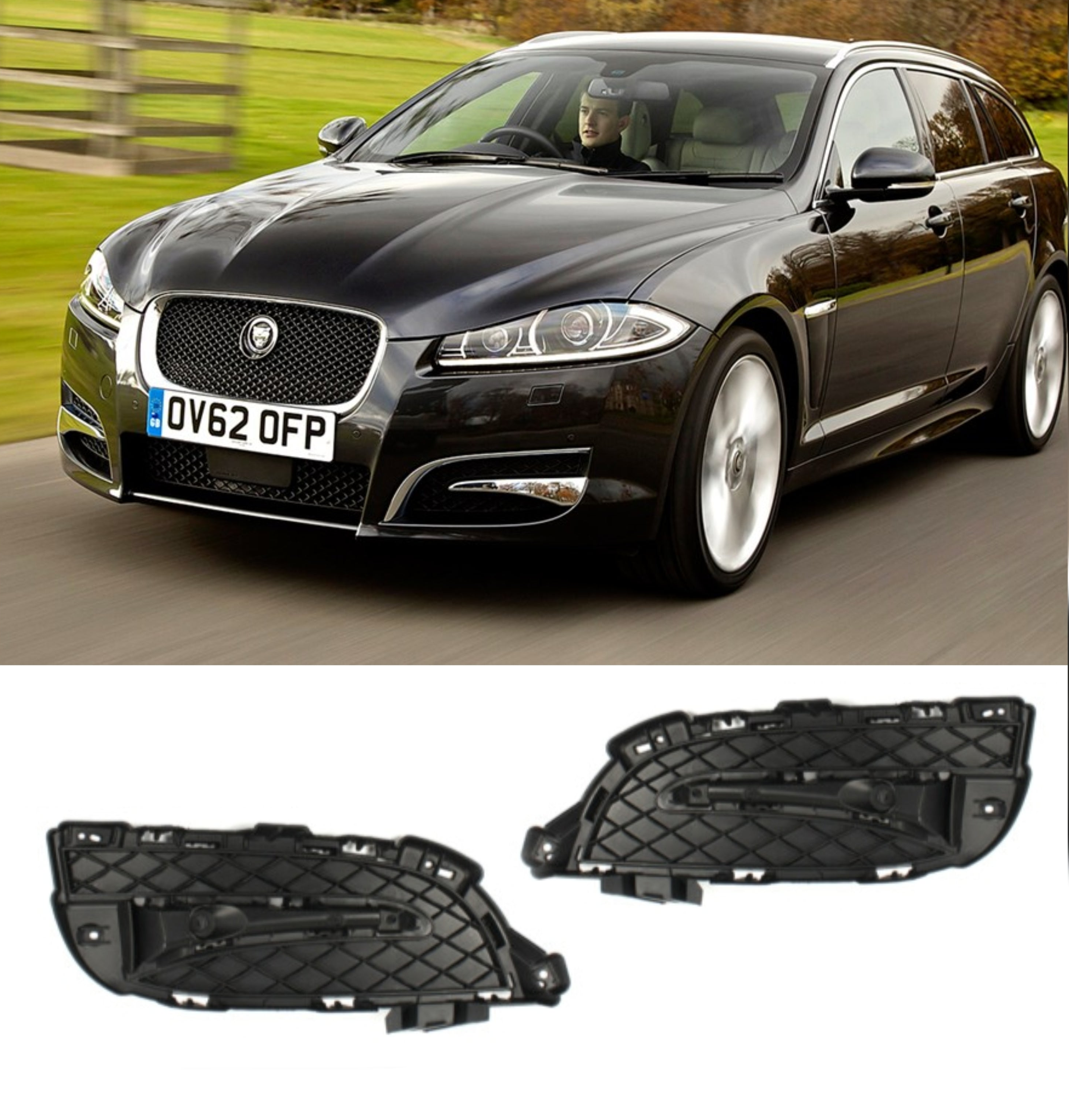 Sport Model Fog Lamp Cover Left C2Z16209 & Right C2Z16207 Compatible With Jaguar XF (2012-2015) Tag No.607