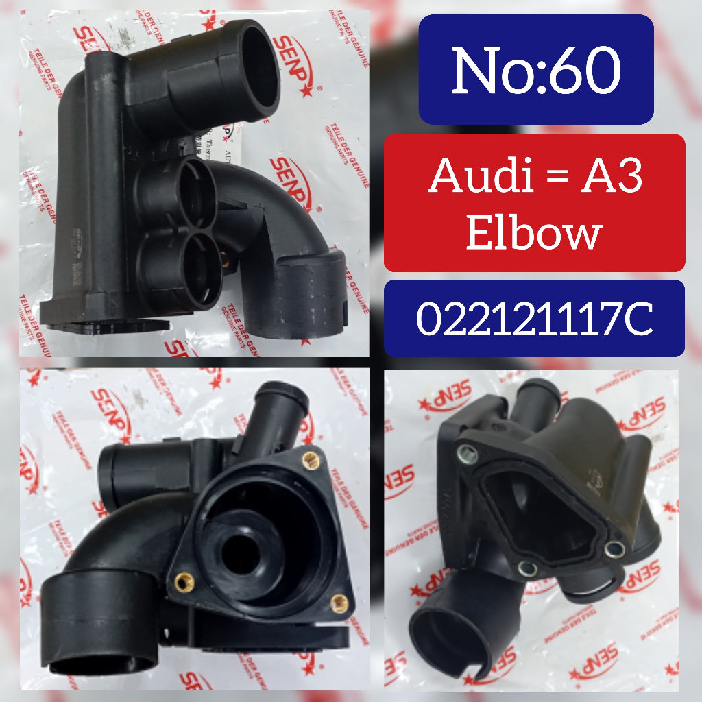 Engine Coolant Thermostat Housing 022121117C Compatible With Audi & Volkswagen Tag No.60