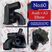 Engine Coolant Thermostat Housing 022121117C Compatible With Audi & Volkswagen Tag No.60