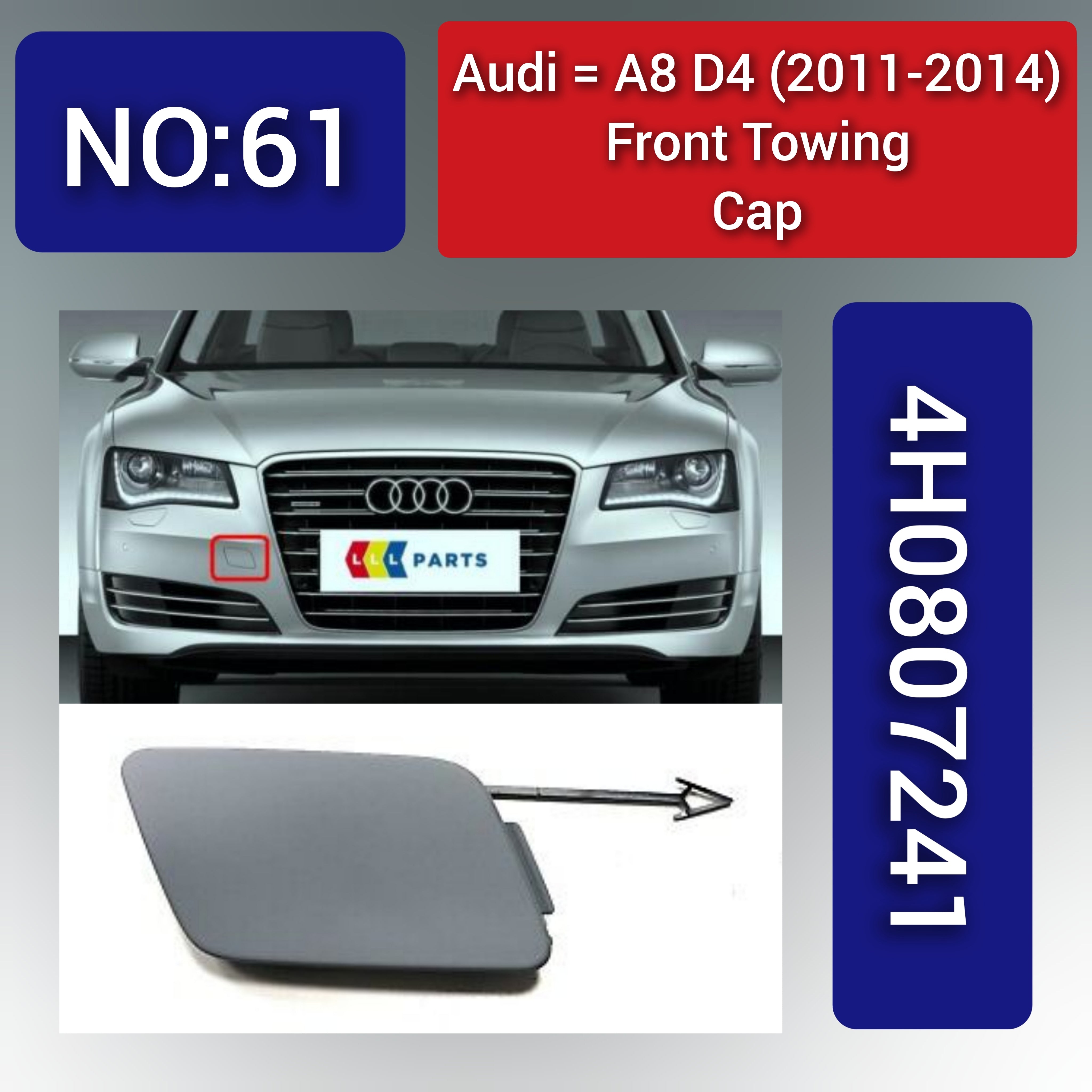 Audi A8 D4 (2011-2014) Front Towing Cap. Ref No 4H0807241. Tag 61