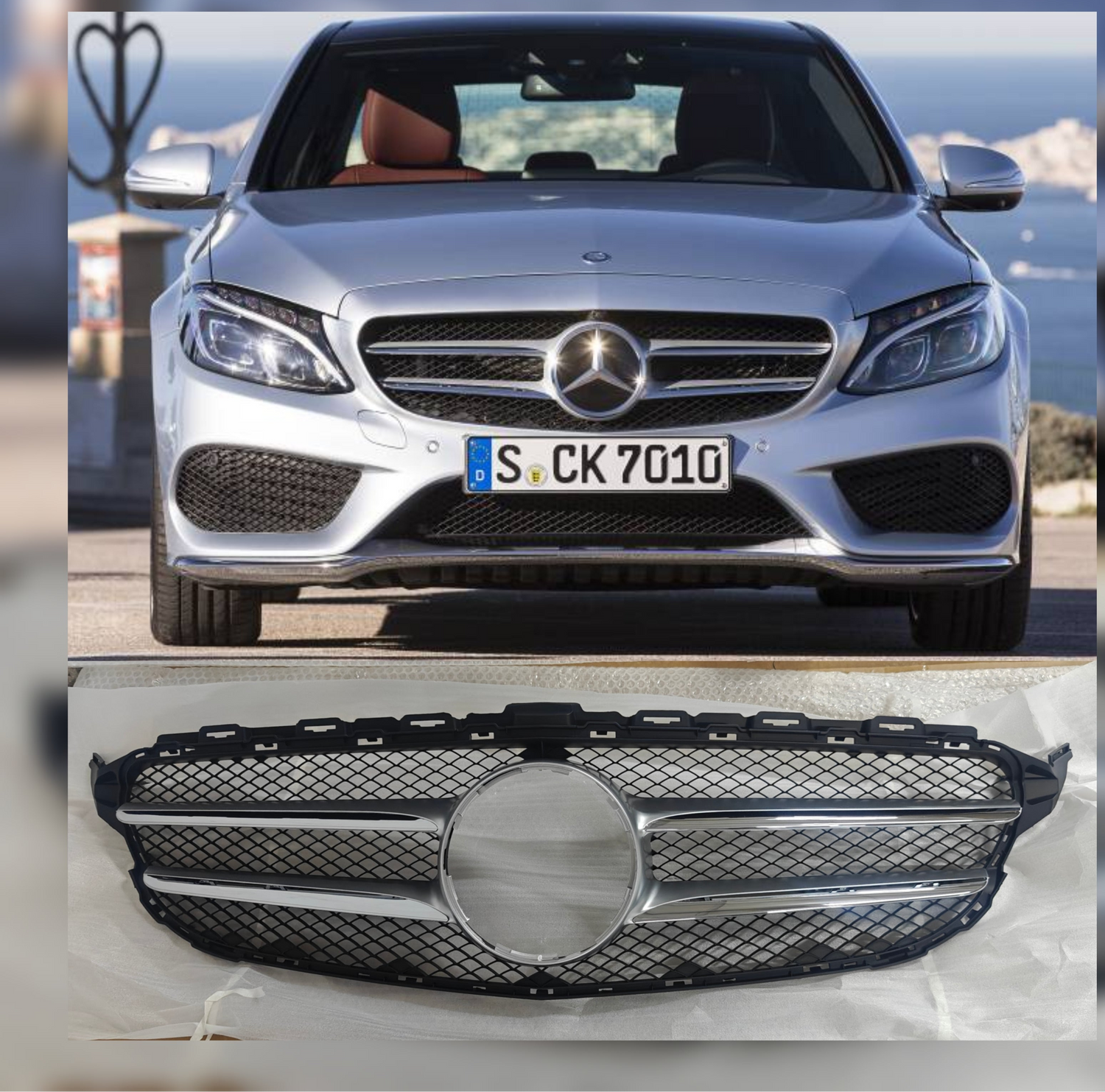 Show Grill (Original) 2058880023 Compatible With Mercedes Benz W205 (2014-20) Tag No.61