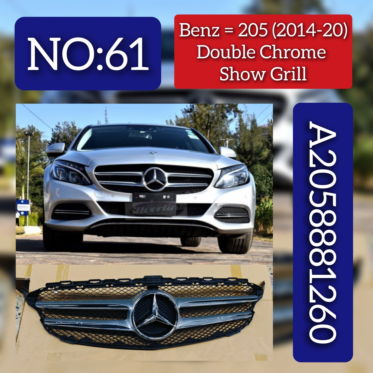Diamond Show Grill 2058881260 A2058881260 Compatible With Mercedes-Benz C-Class W205 (2015-2023) Tag No.61