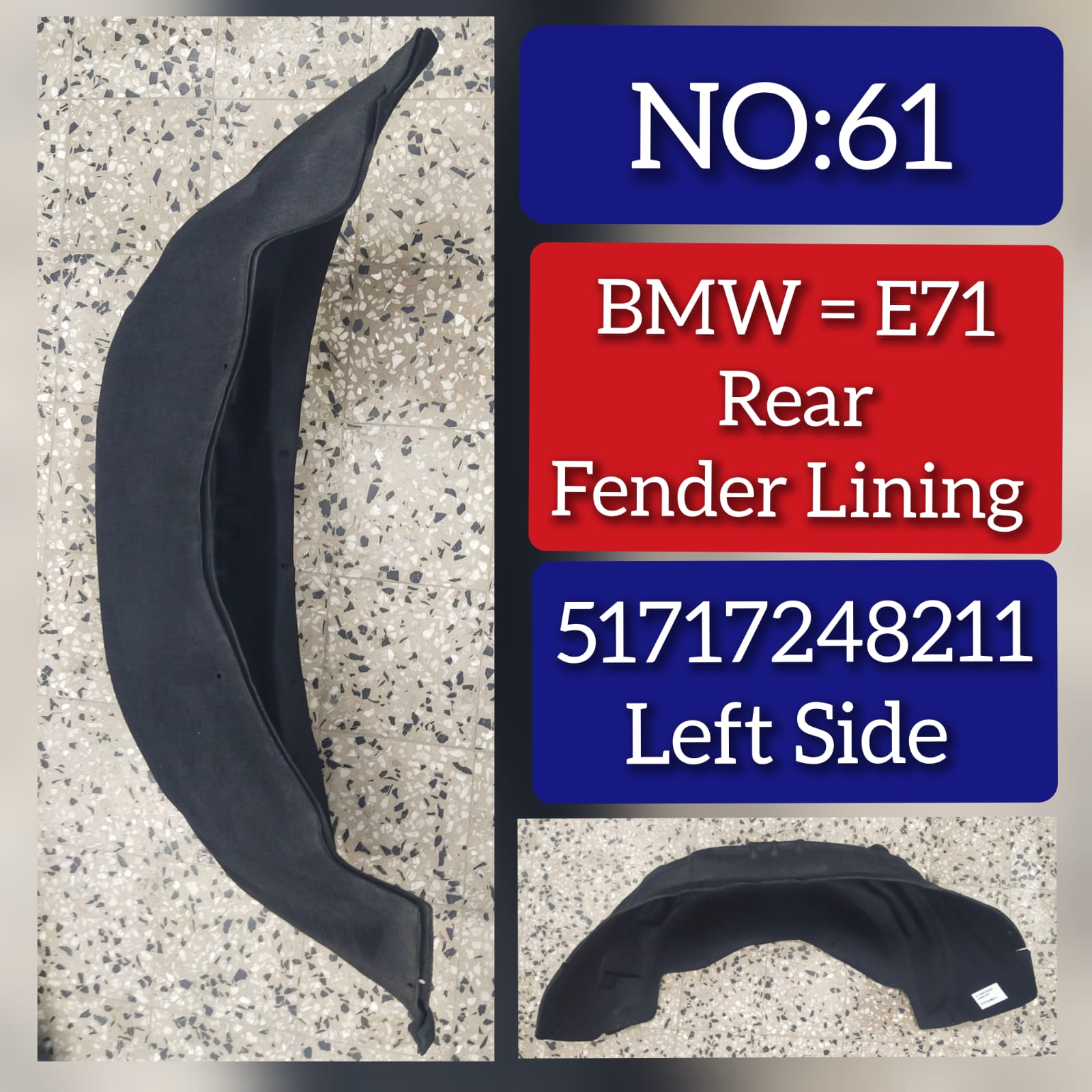 Rear Left  Fender Liner 51717248211 Compatible With BMW X6 E71 Tag-FE-61