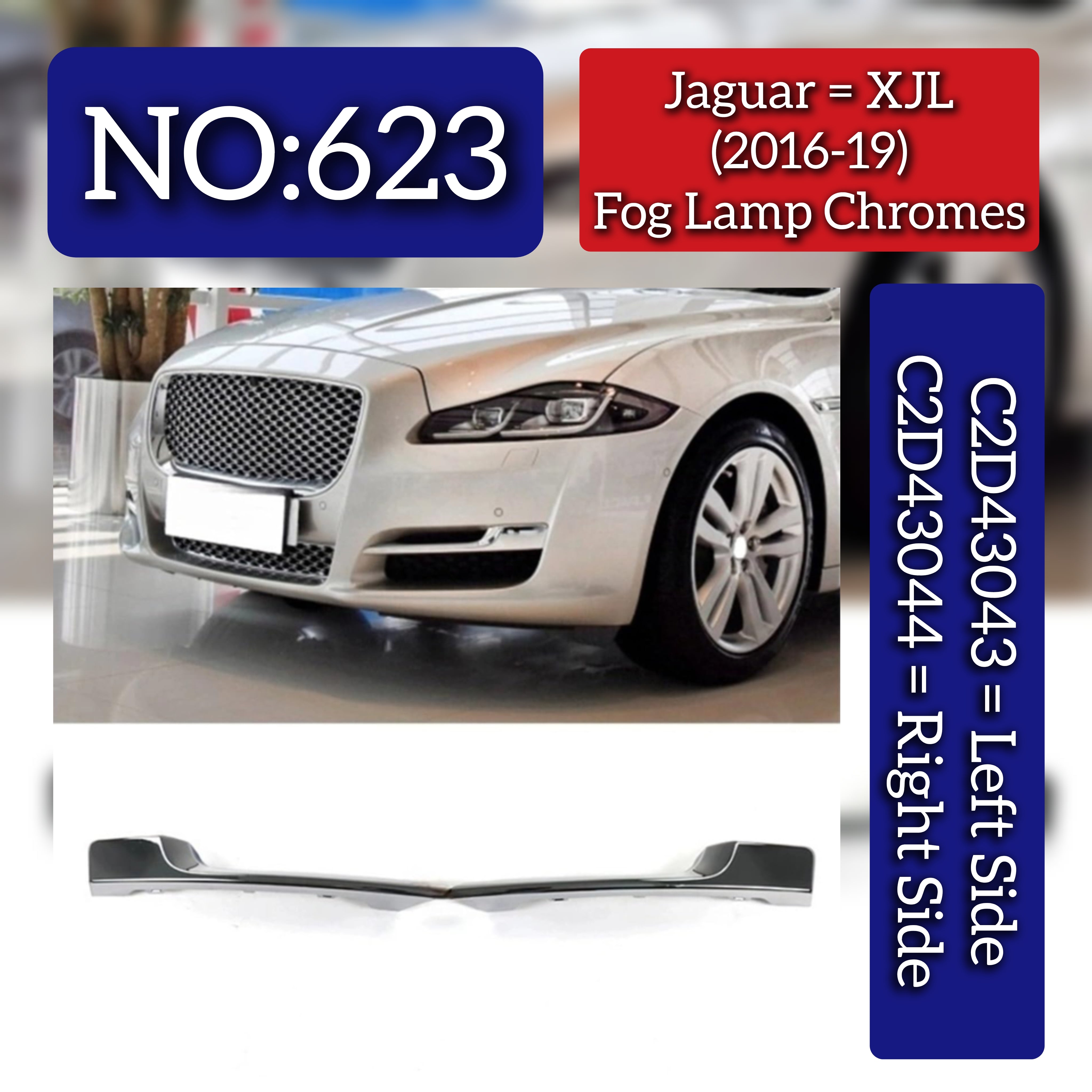 Fog Lamp Chromes Left C2D43043 & Right C2D43044 Compatible With Jaguar XJL (2016-2019) Tag No.623