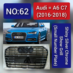 Audi A6 C7 Facelift(2016-18) Shiny Silver Chrome Show Grill (Small Number Plate)