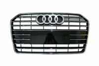 S6 Gloosy Black Upgrade Show Grill Compatible With Audi A6 C7 (2016-18) Shiny Silver Chrome (Small Number Plate) Tag No.62