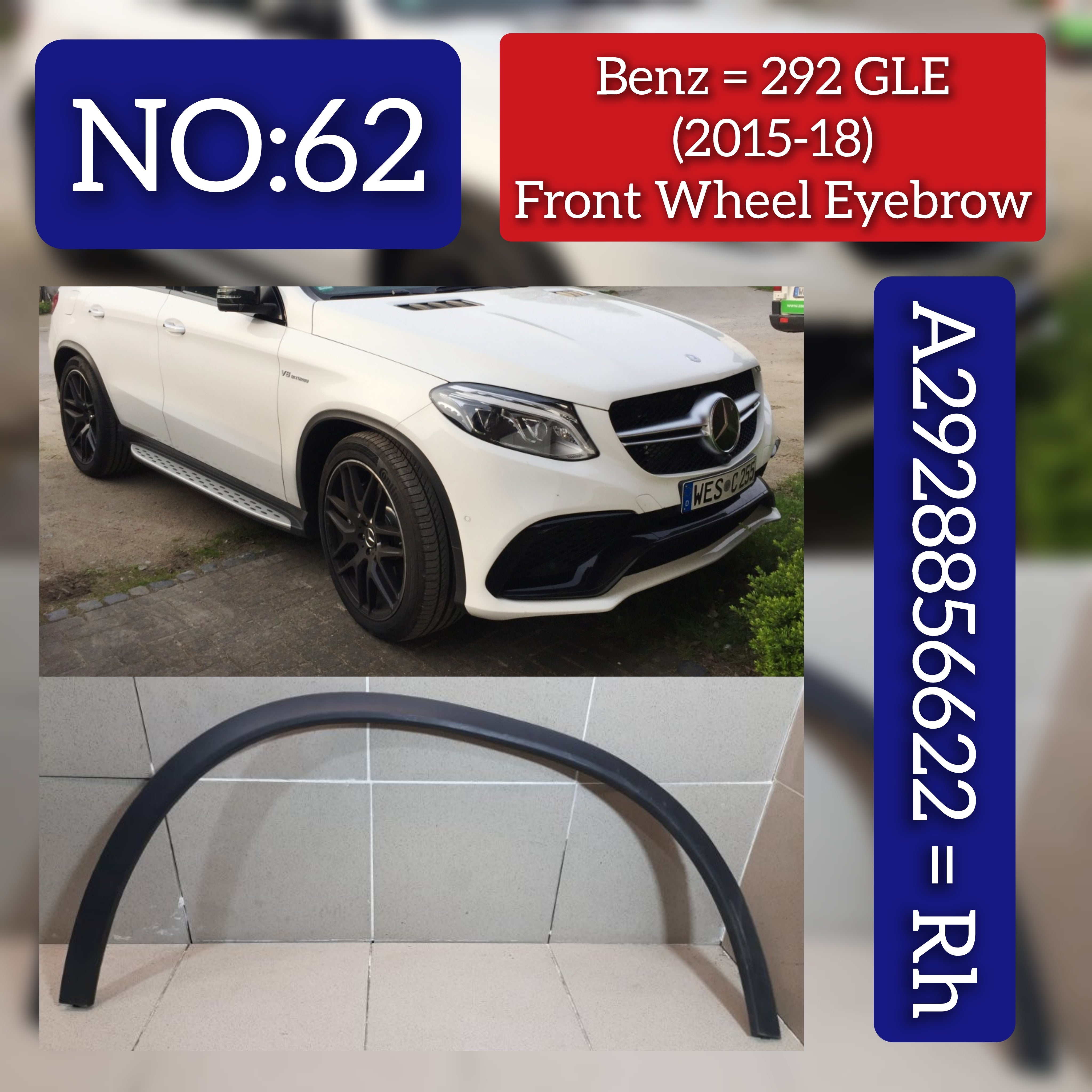 Front Right Wheel Arch (EYEBROW) A2928856622 2928856622 Compatible With MERCEDES BENZ GLE W292 2015-2018