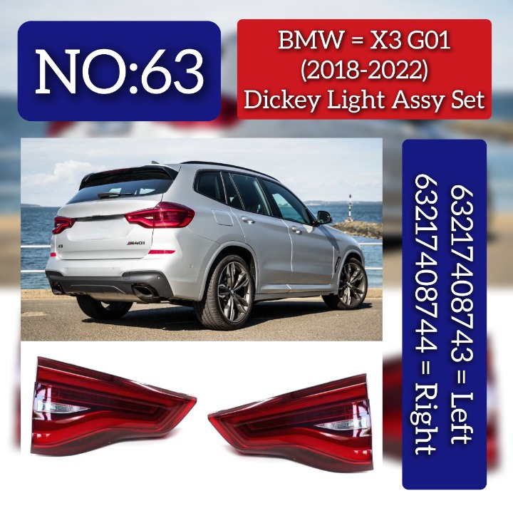 Dickey Light Assy Set Left 63217408743 & Right 63217408744 Compatible With BMW X3 (G01) (2018-2022) Tag No.63