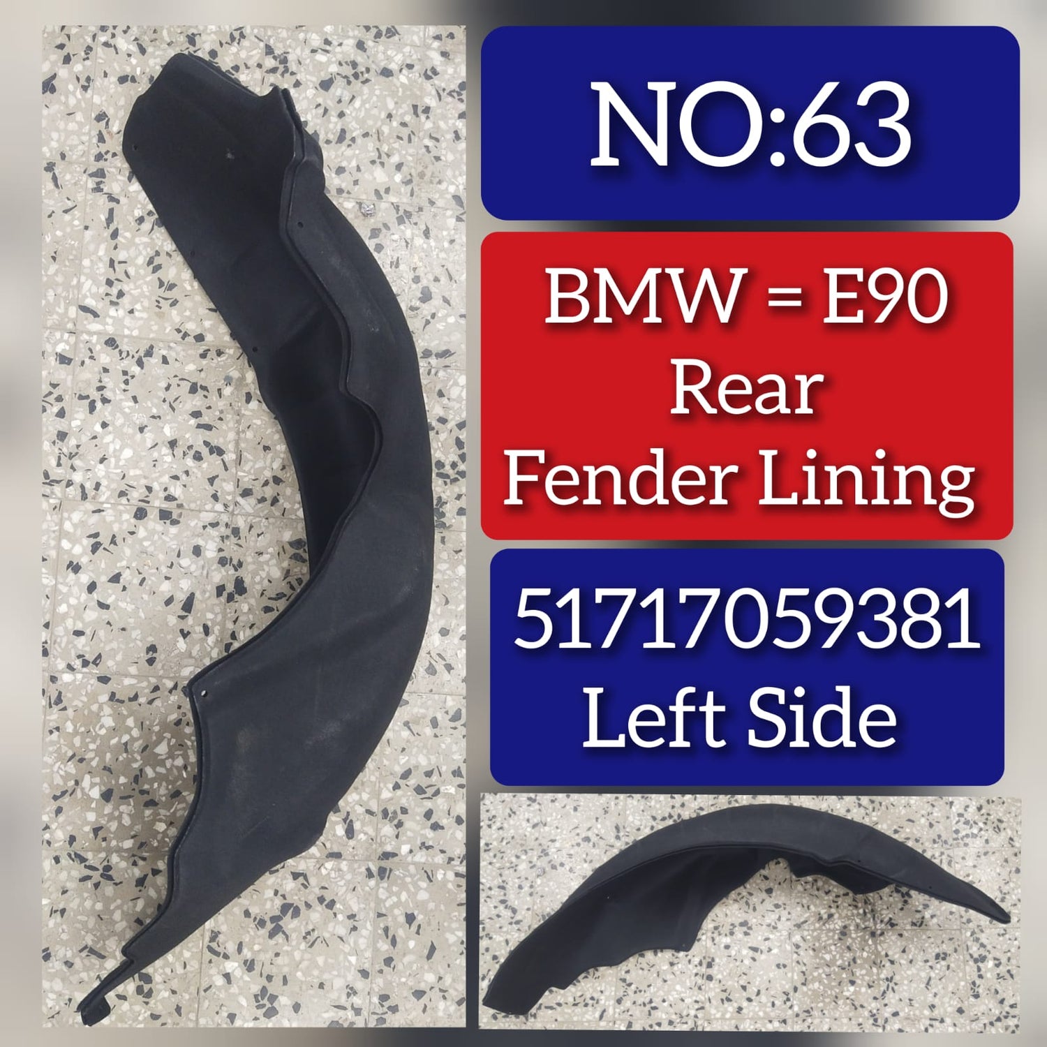 Rear Left Fender Liner 51717059381 Compatible With BMW 3 Series E90 Tag-FE-63