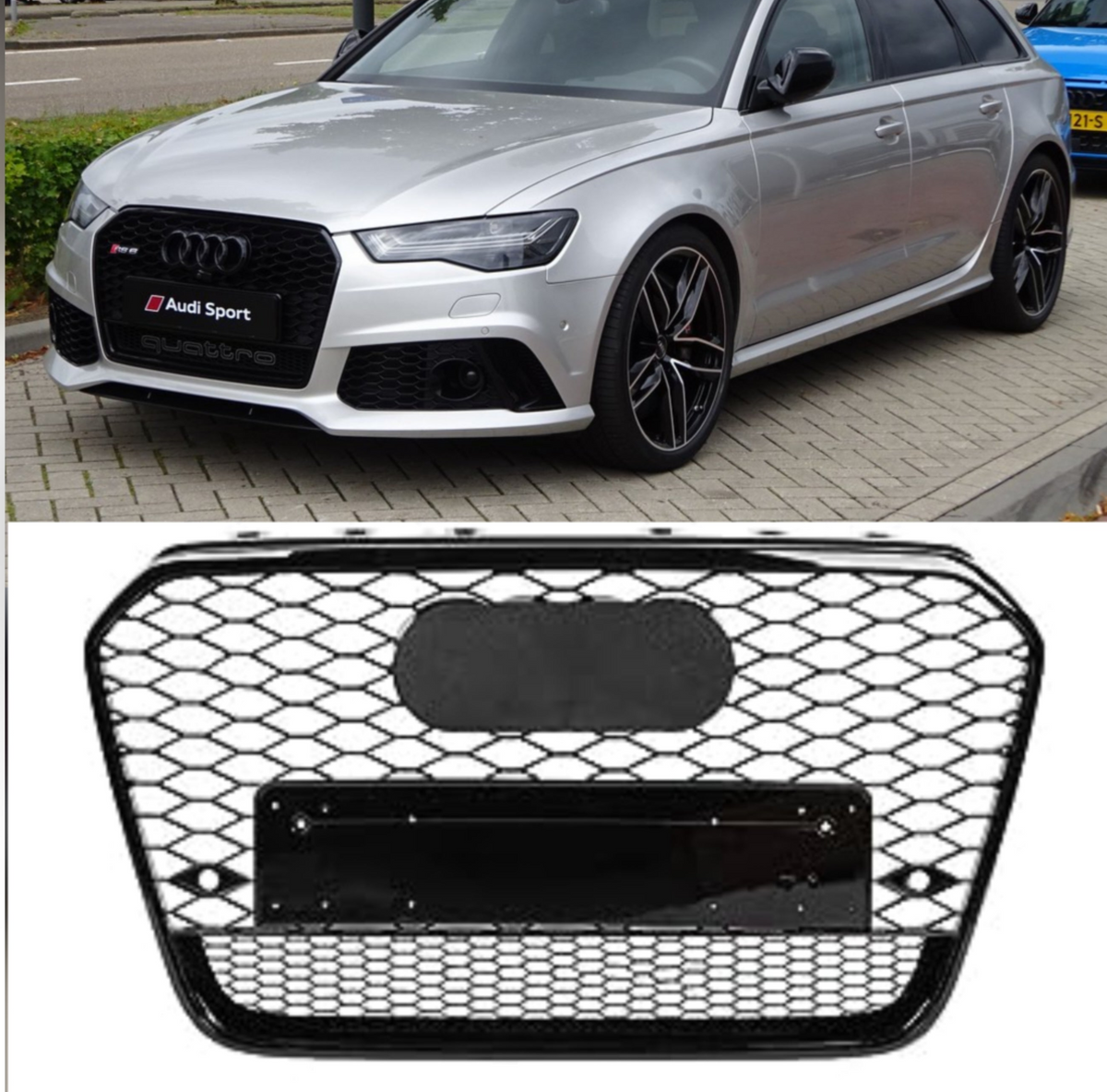 Show Grill  Compatible With  Audi A6 C7 Facelift(2016-18) RS6 Quattro Black Chrome