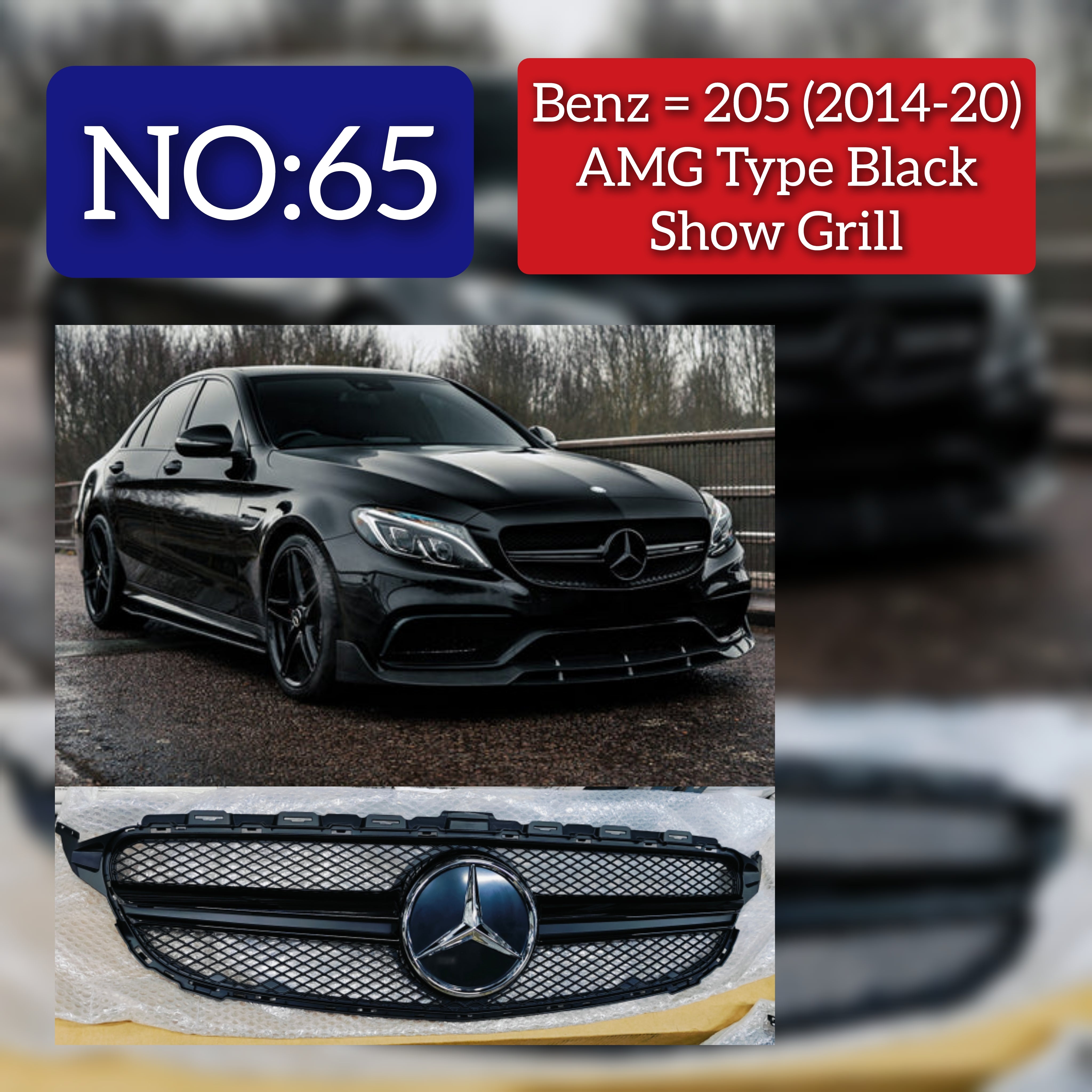 Show Grill  Compatible With Mercedes Benz C-Class W205 Black Chrome (2014-2019) Tag 65