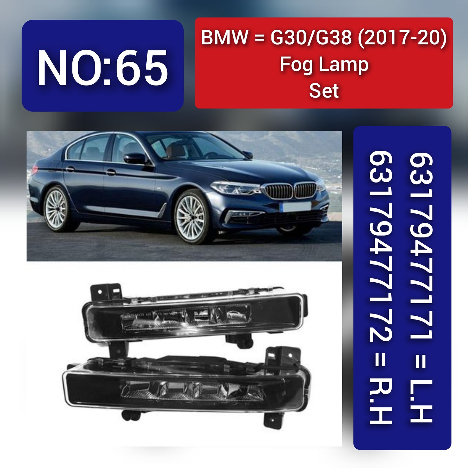 Fog Light Lamp LED Daytime Running Light  Compatible With BMW 5 Series G30 F90 2017-2020 Fog Lamp Fog Light Left 63179477171 & Right 63179477172 Tag-FO-65