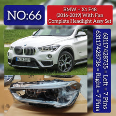 Headlight Headlamp Left 63117428735 & Right 63117428736 (Both Side 7 Pin) (Without Blaster) Compatible With BMW X1 F48  2016-2019 Projector Tag No.66
