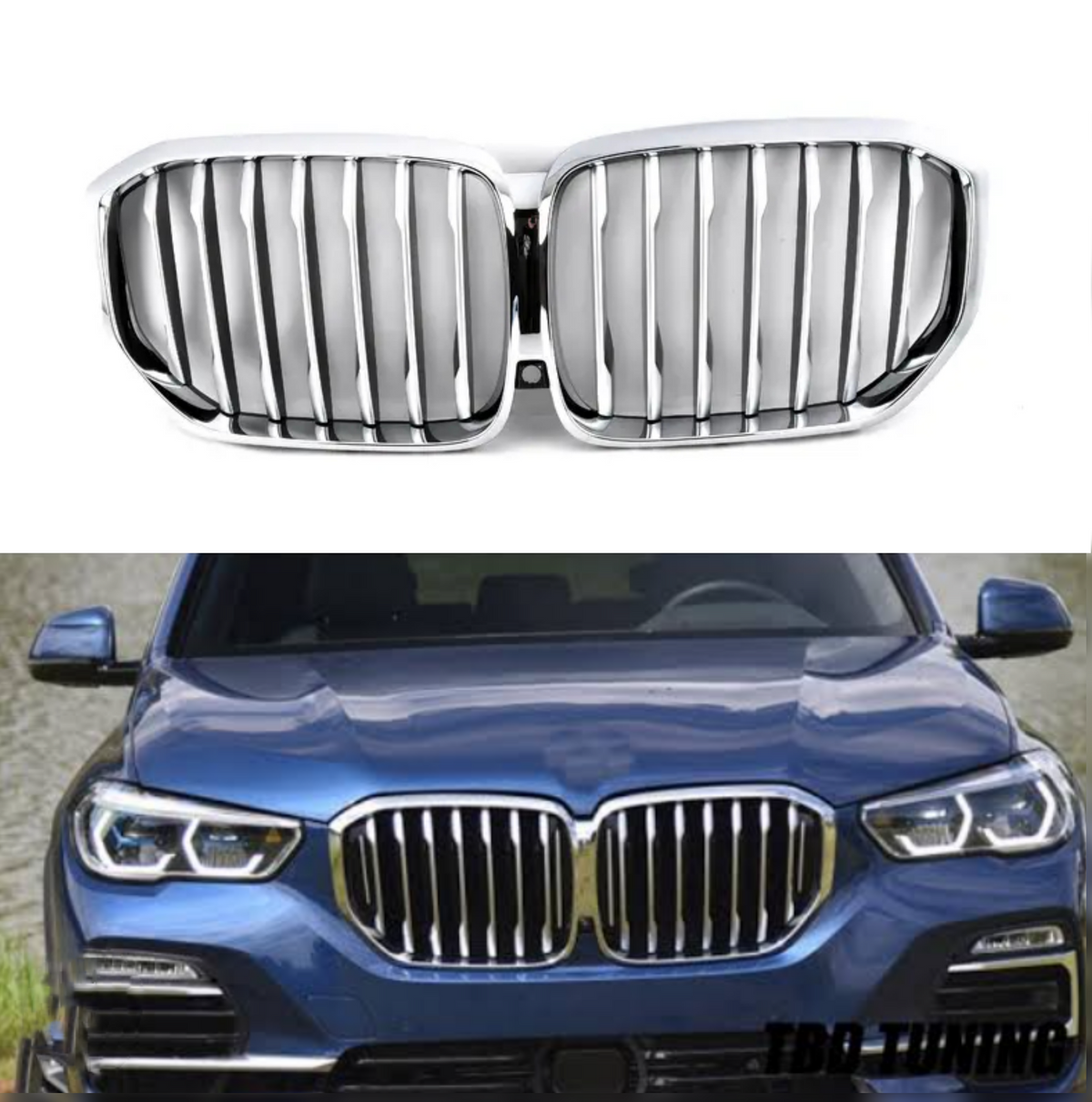 Kidney Grill 51137454887 Silver Chrome  Compatible With BMW X5 G05 Tag 66