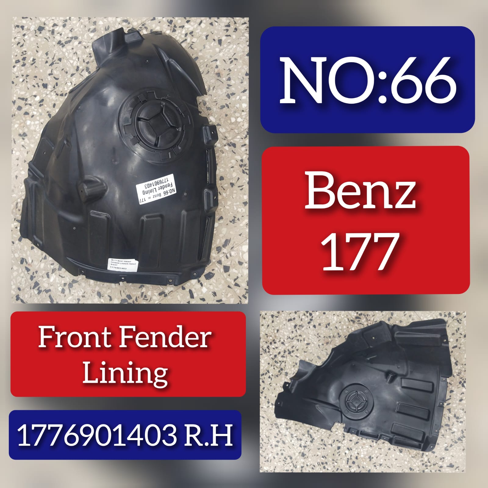 Front Rear Right Fender Liner 1776901403 Compatible With MERCEDES-BENZ A-CLASS W177 & B-CLASS W247 Tag-FEM-66