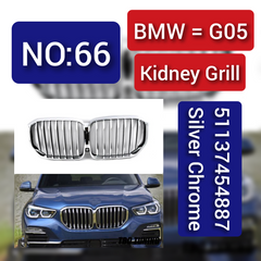 Kidney Grill 51137454887 Silver Chrome  Compatible With BMW X5 G05 Tag 66