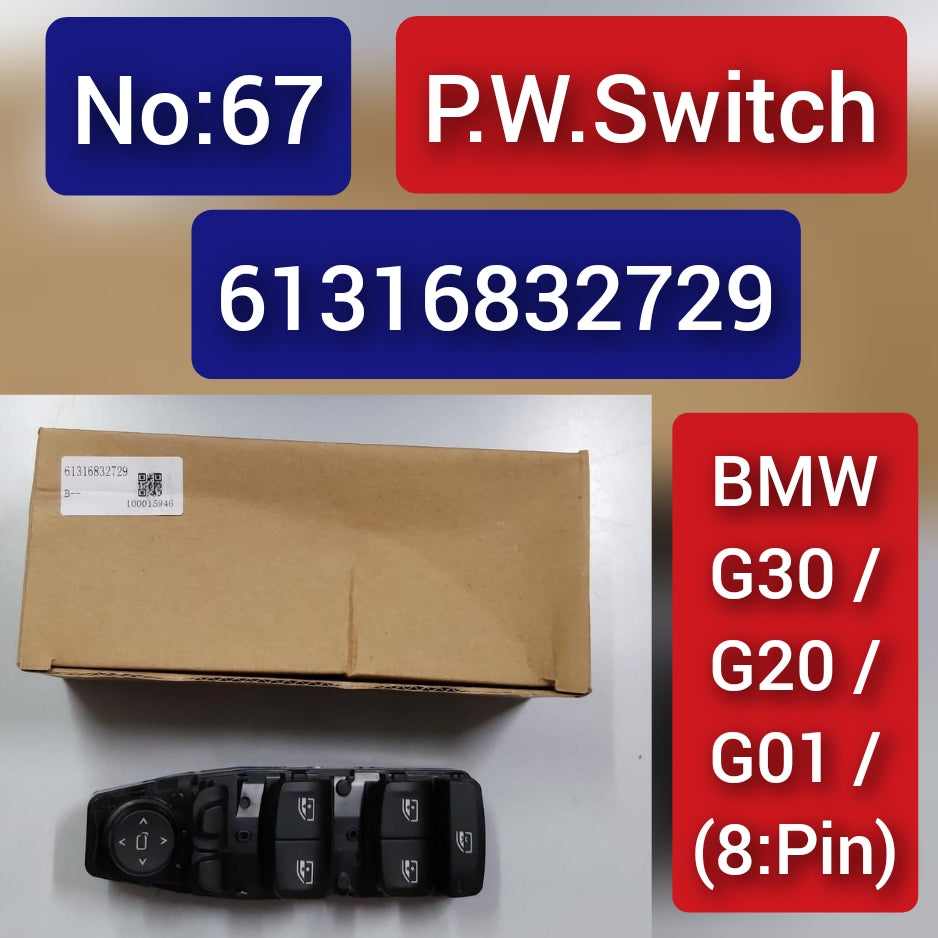 Black Window Switch Panel For BMW 5 Series G30/G20/G01  61316832729 Tag-SW-67