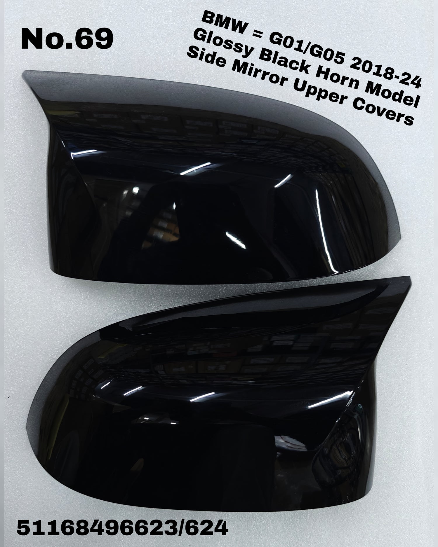 Mirror Cover (Gloss Black) Left 51162446965 & Right 51162446964 Compatible With BMW G01/G05 (2018-2024) Tag No.69