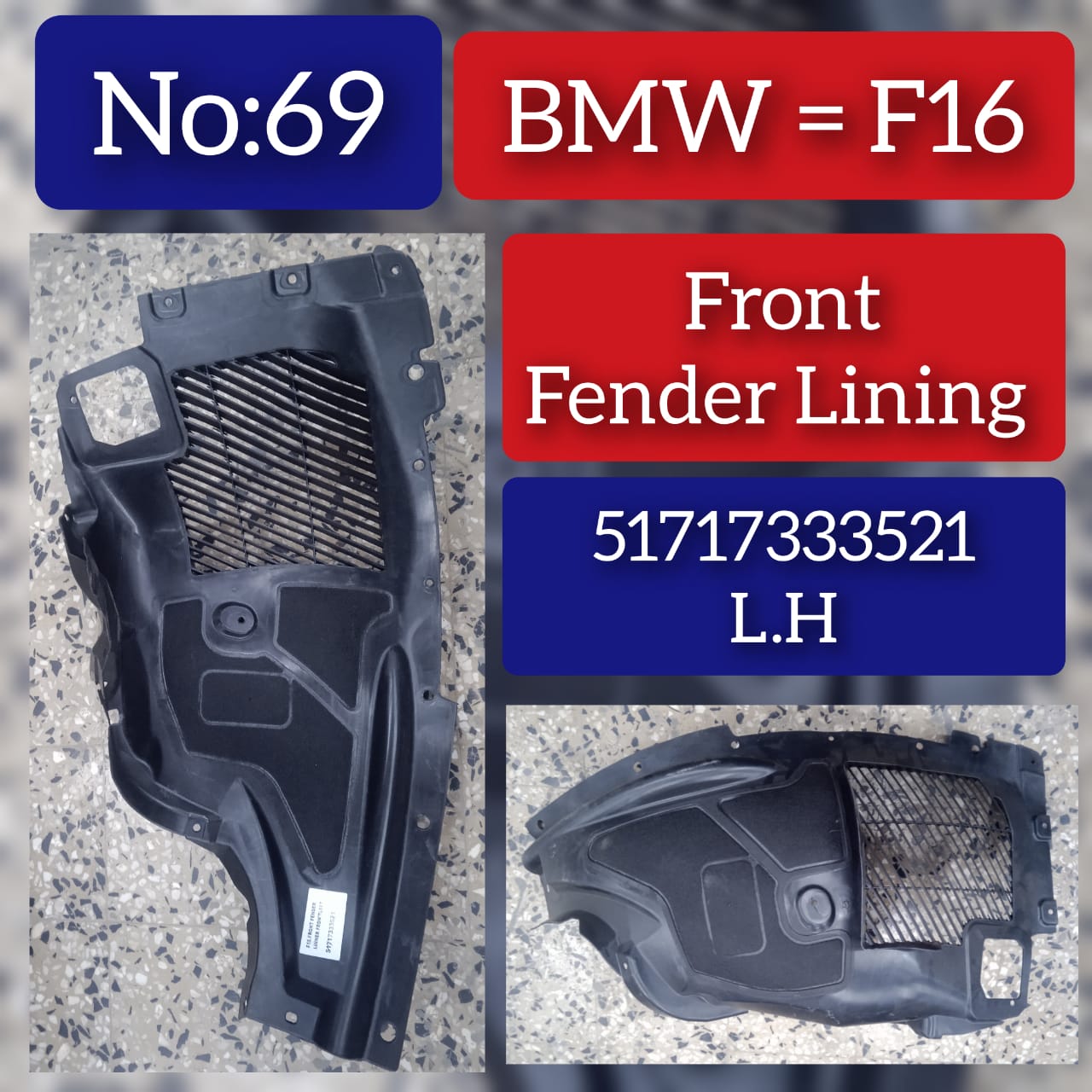 Front Left Fender Liner 51717333521 Compatible With BMW X6 F16 Tag-FE-69
