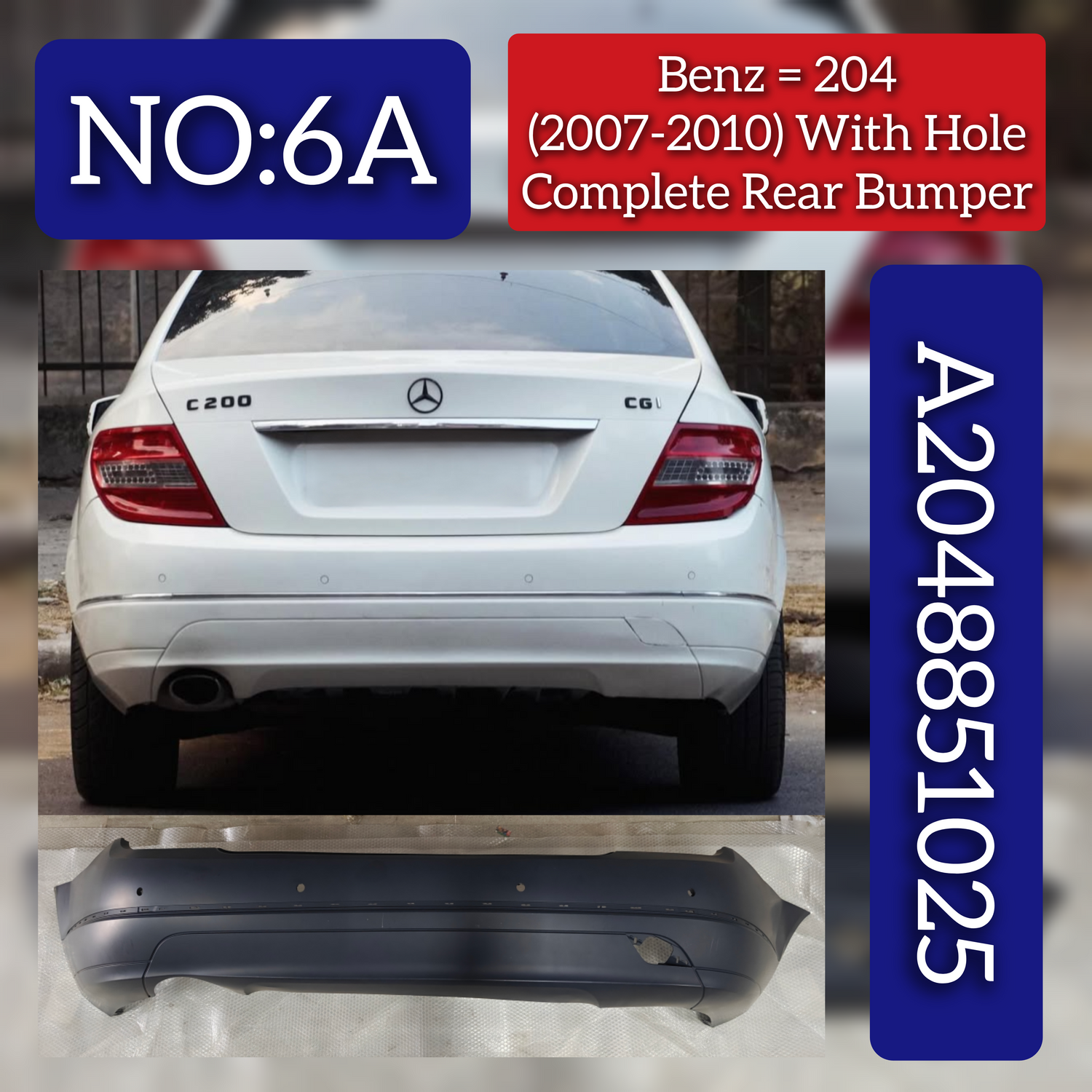 Complete Rear Bumper A2058806300 2058806300 Compatible With MERCEDES-BENZ C-CLASS (W205) C-CLASS Convertible (A205) 2014-2018