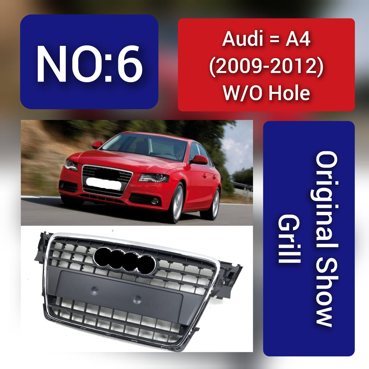 Show Grill Original Compatible With  Audi A4 B8(2009-12) Tag 6