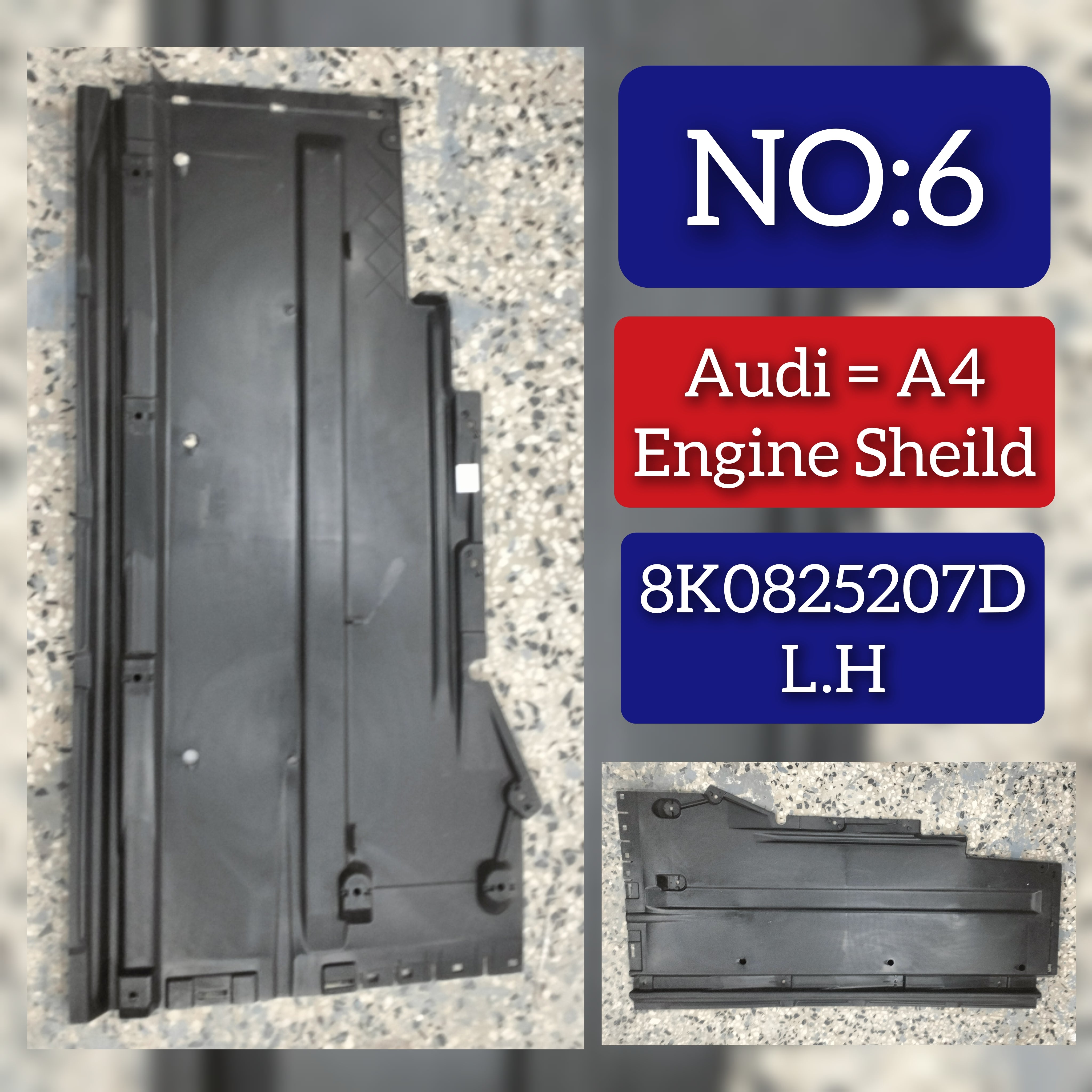 Underbody Trim Liner Cover Left Side 8K0825207D 8K0825207 8K0825207B Compatible With AUDI A4 B8 (8K2) | A4 / S4 Tag No.6