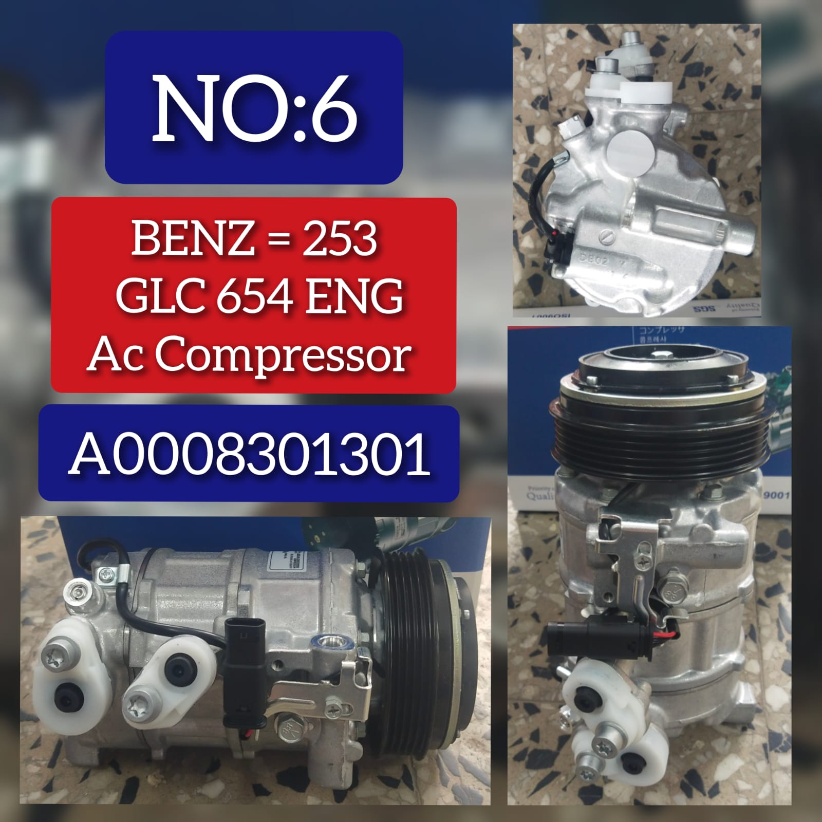 AC Compressor A0008301301 Compatible with MERCEDES-BENZ C-CLASS (W205) & CLS (C257) & E-CLASS (W213) & GLC (X253) (654)