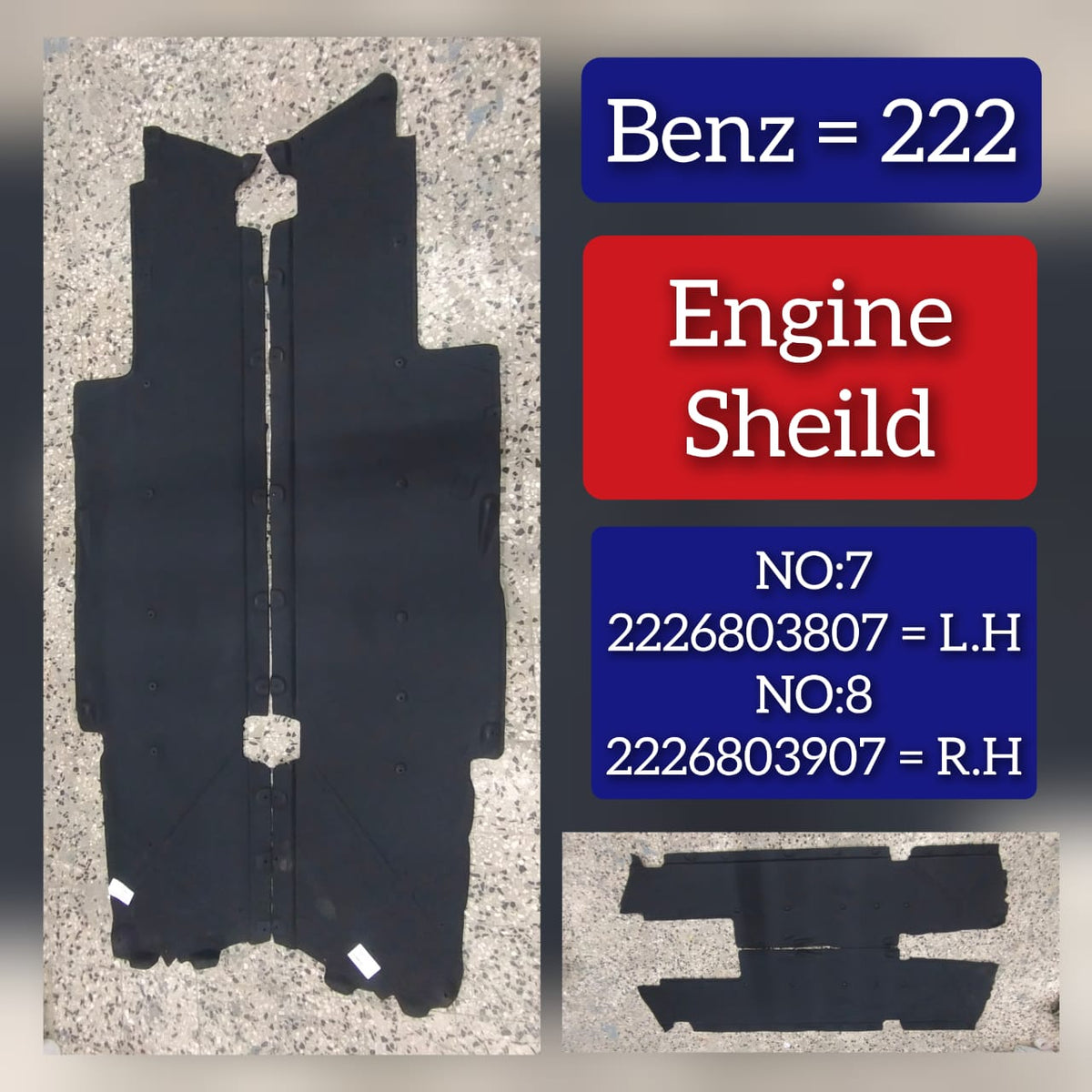 LEFT UNDER ENGINE SPLASH GUARD 2226803807 Compatible With MERCEDES-BENZ S-CLASS W222 Tag No.7