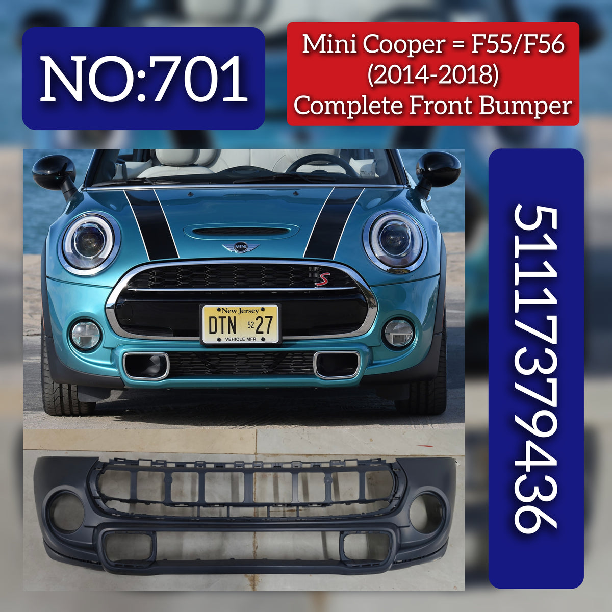 Front Bumper  51117379436 Compatible With MINI  F55 F56 S 2014-2019 No :- 701