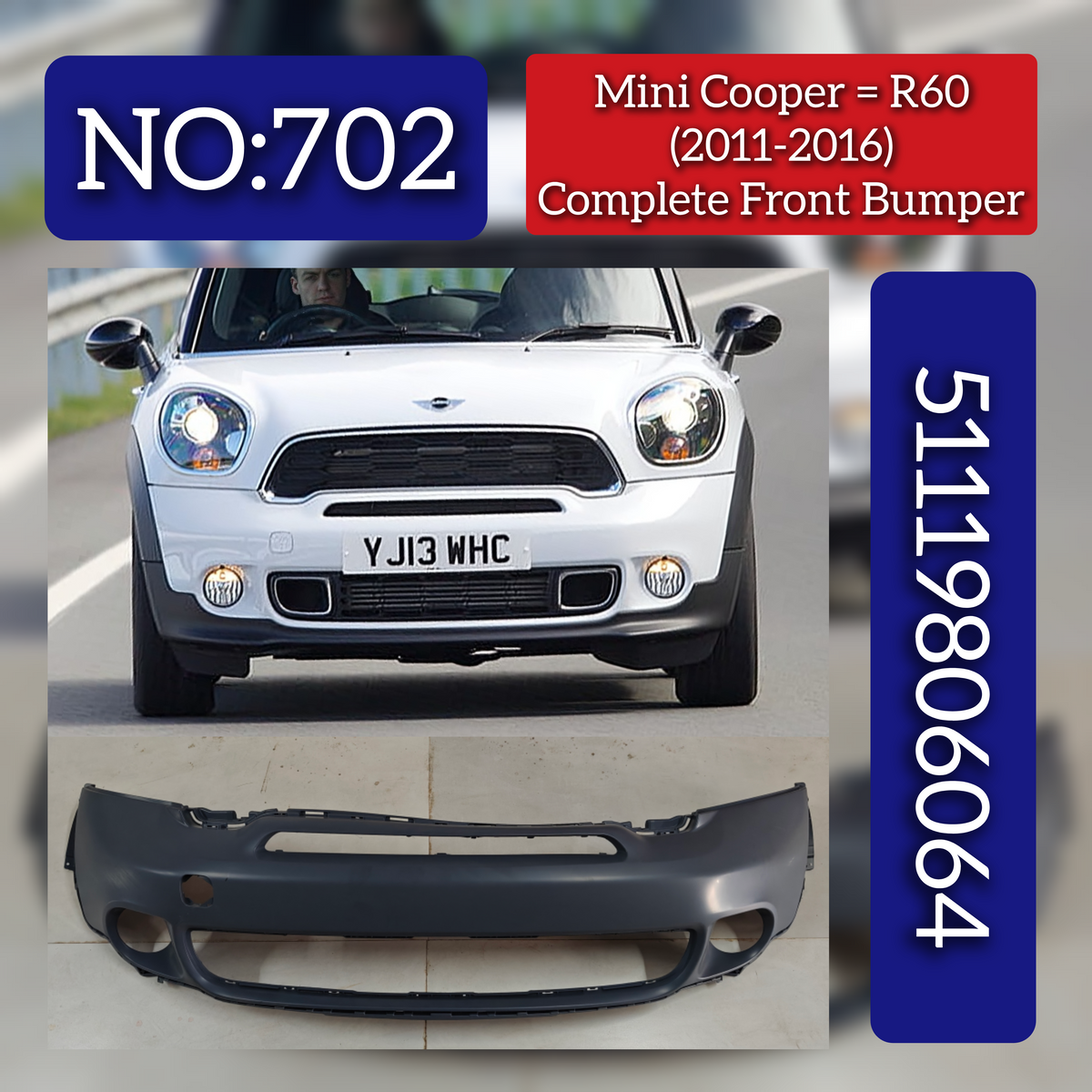 FRONT BUMPER 51119806064 Compatible With  MINI MINI COUNTRYMAN (R60)Tag No.702